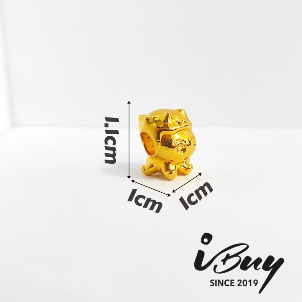 916 GOLD DINOSAUR CRAYON SHIN-CHAN CHARM BEAD 916金 恐龙蜡笔小新串咀