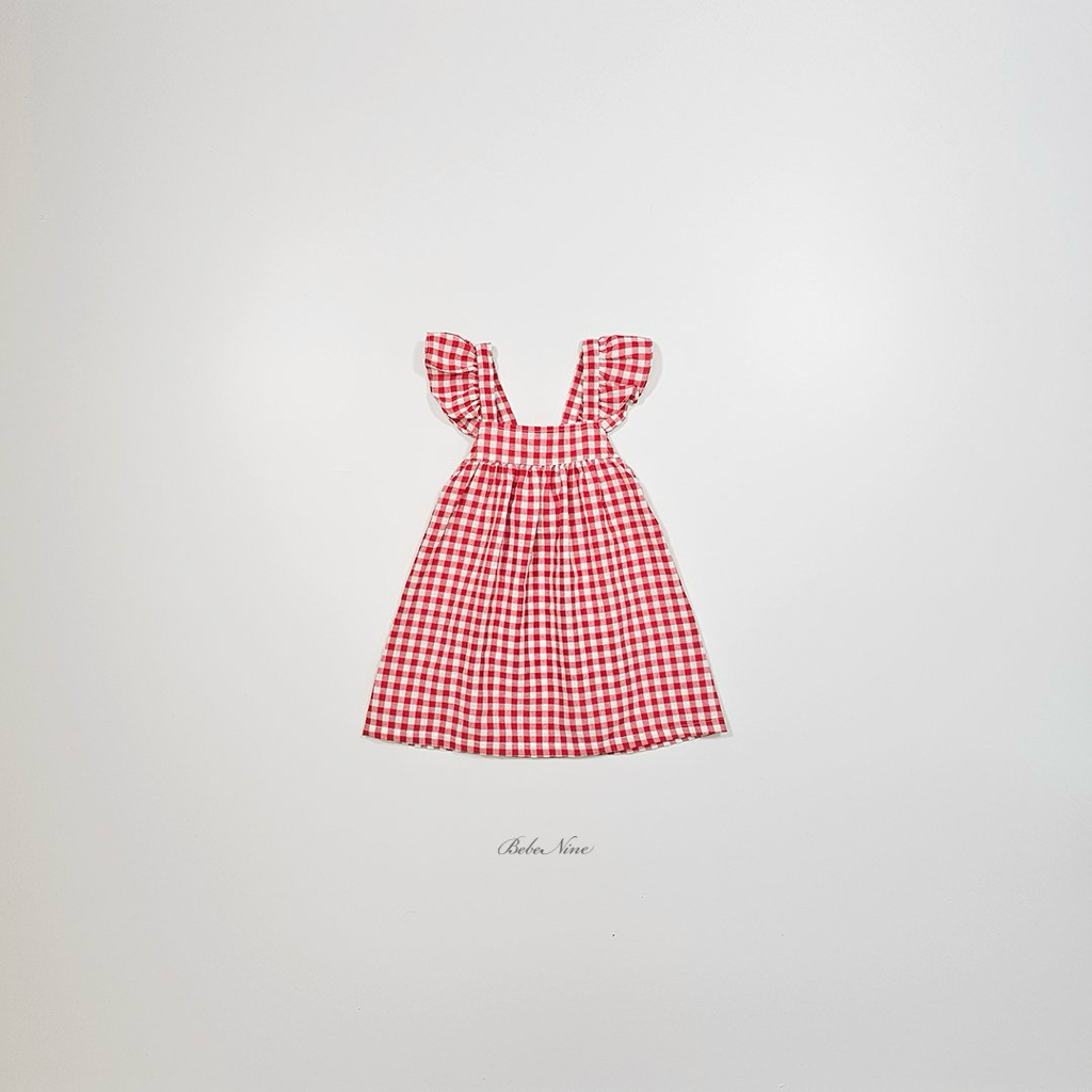 ☀️預訂 韓國直送☀️🇰🇷Bebenine兩色格紋荷葉邊純棉吊帶連身裙
