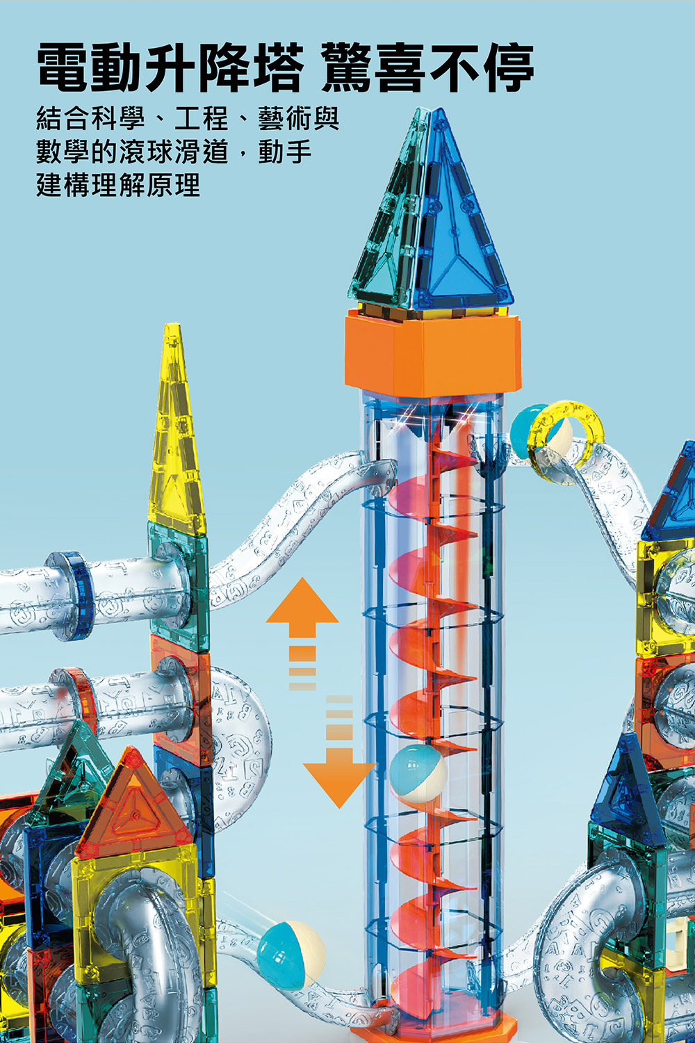 🔸預購貨品🔸FOOD超人創意磁力片-STEAM摩天樂園滑道滾球