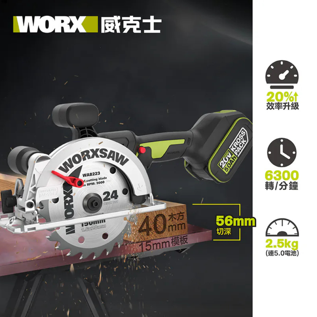 WORX WU535X 150mm鋰電無碳電圓鋸
