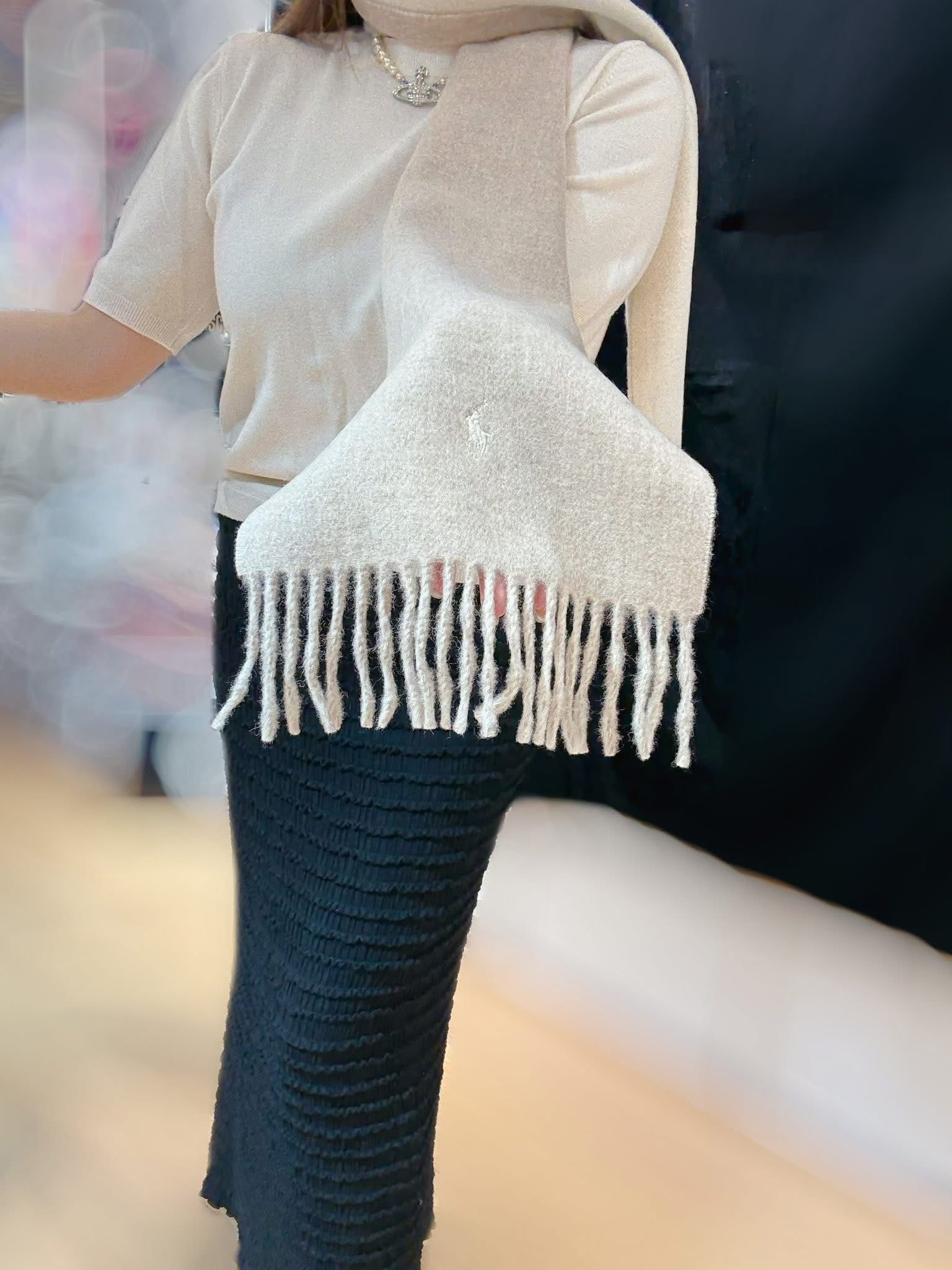Polo scarf wool/beige