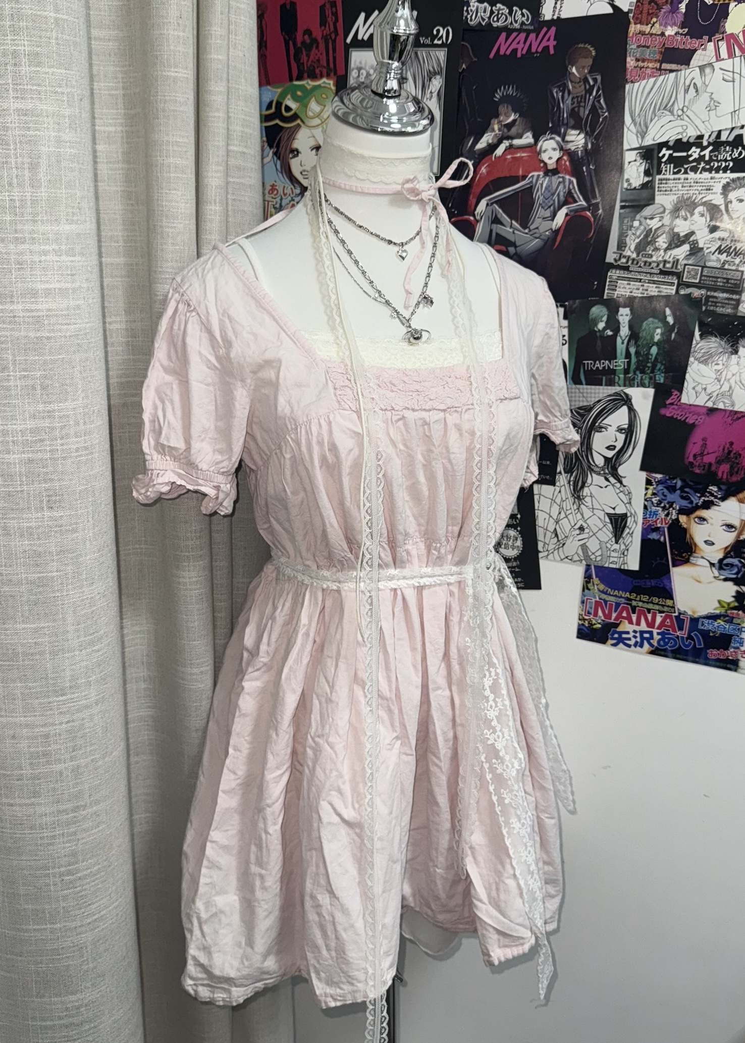 Pink Square Neck Babydoll Dress/Top