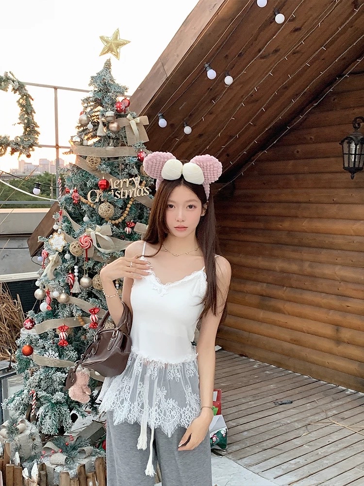 V领蕾丝拼接吊带背心｜CN011762801