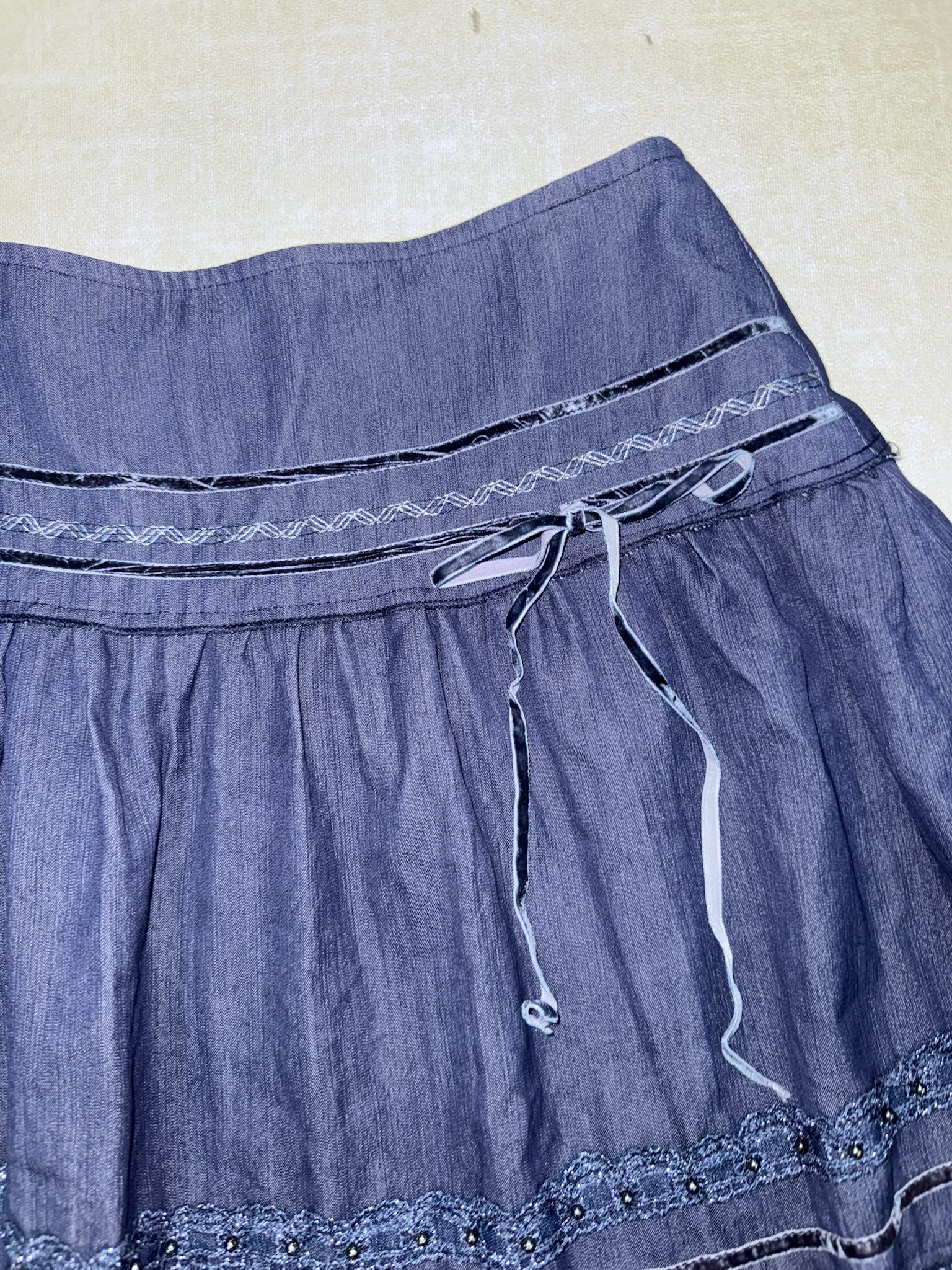 Vintage Indigo Blossom Skirt