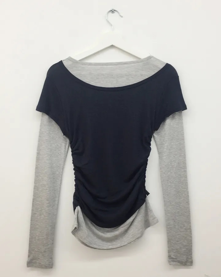 Layered Ruched Long Sleeve Top