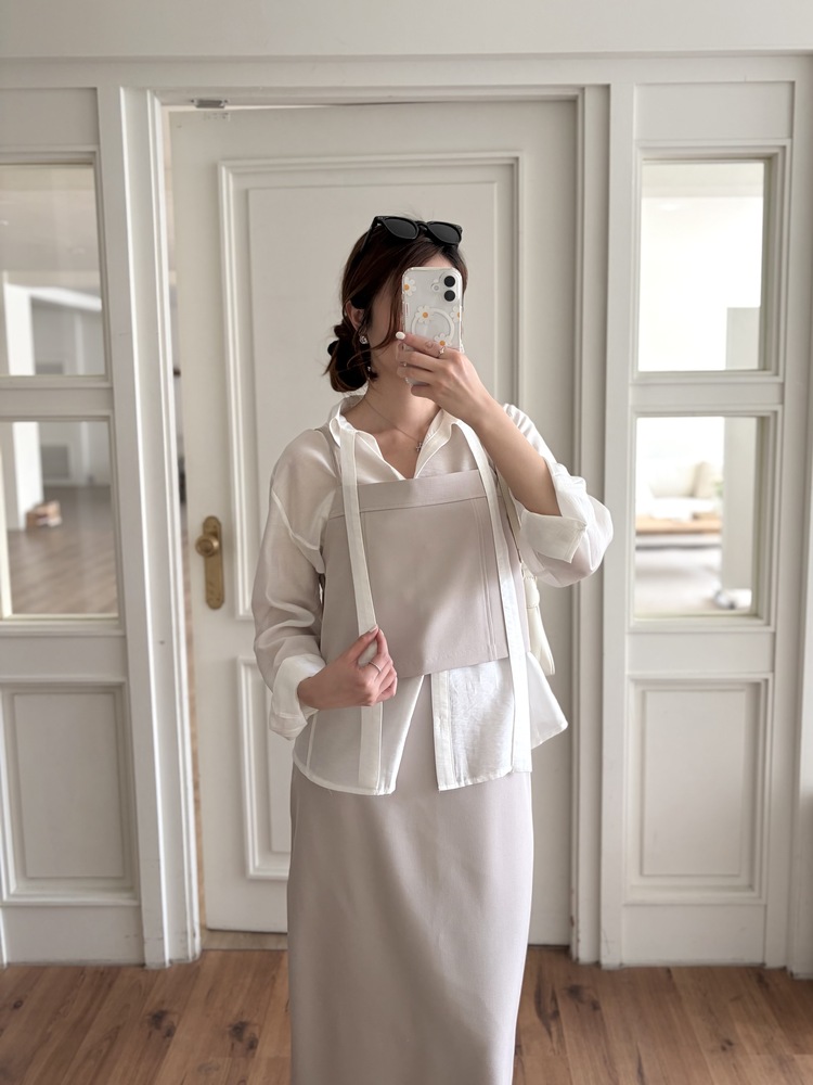 Tie Detail Sheer Blouse (Ivory)