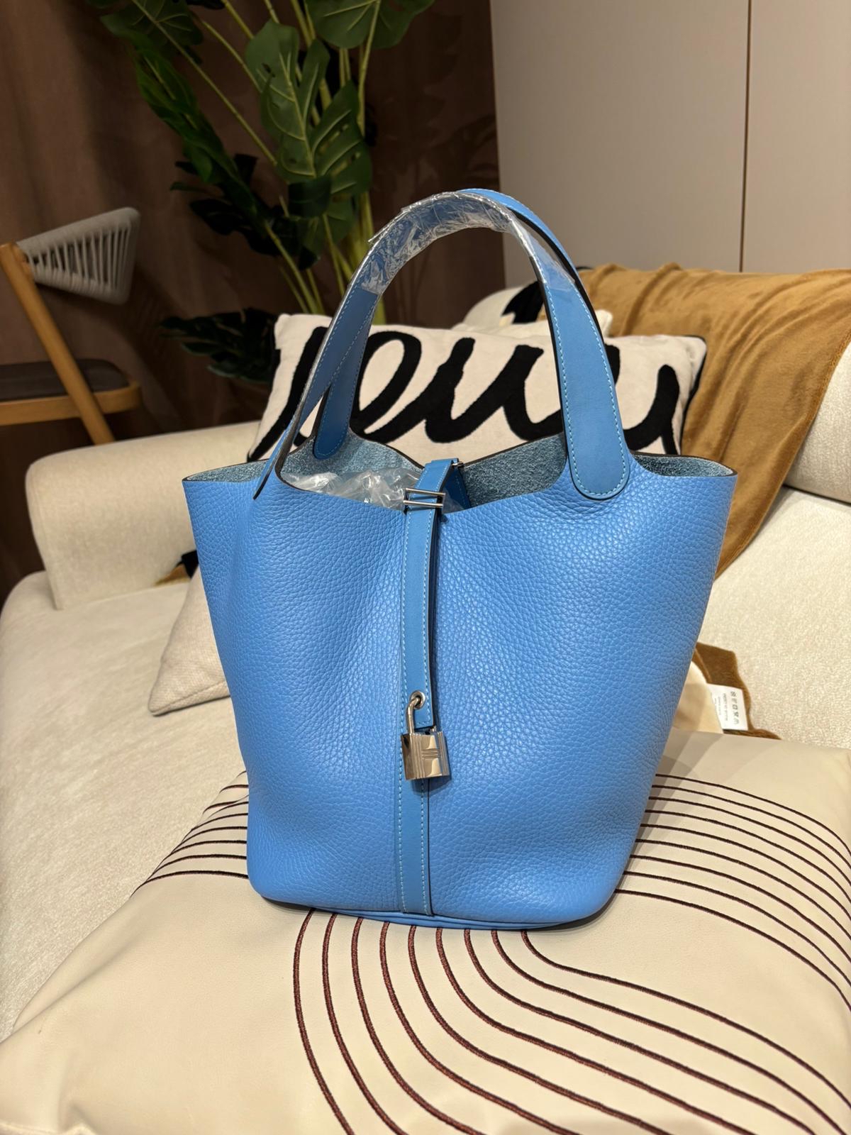 Hermes picotin 22,blue paradise 100%Authentic,98%new ✅KEY LOCKPAD ✅dust bag✅BOX 