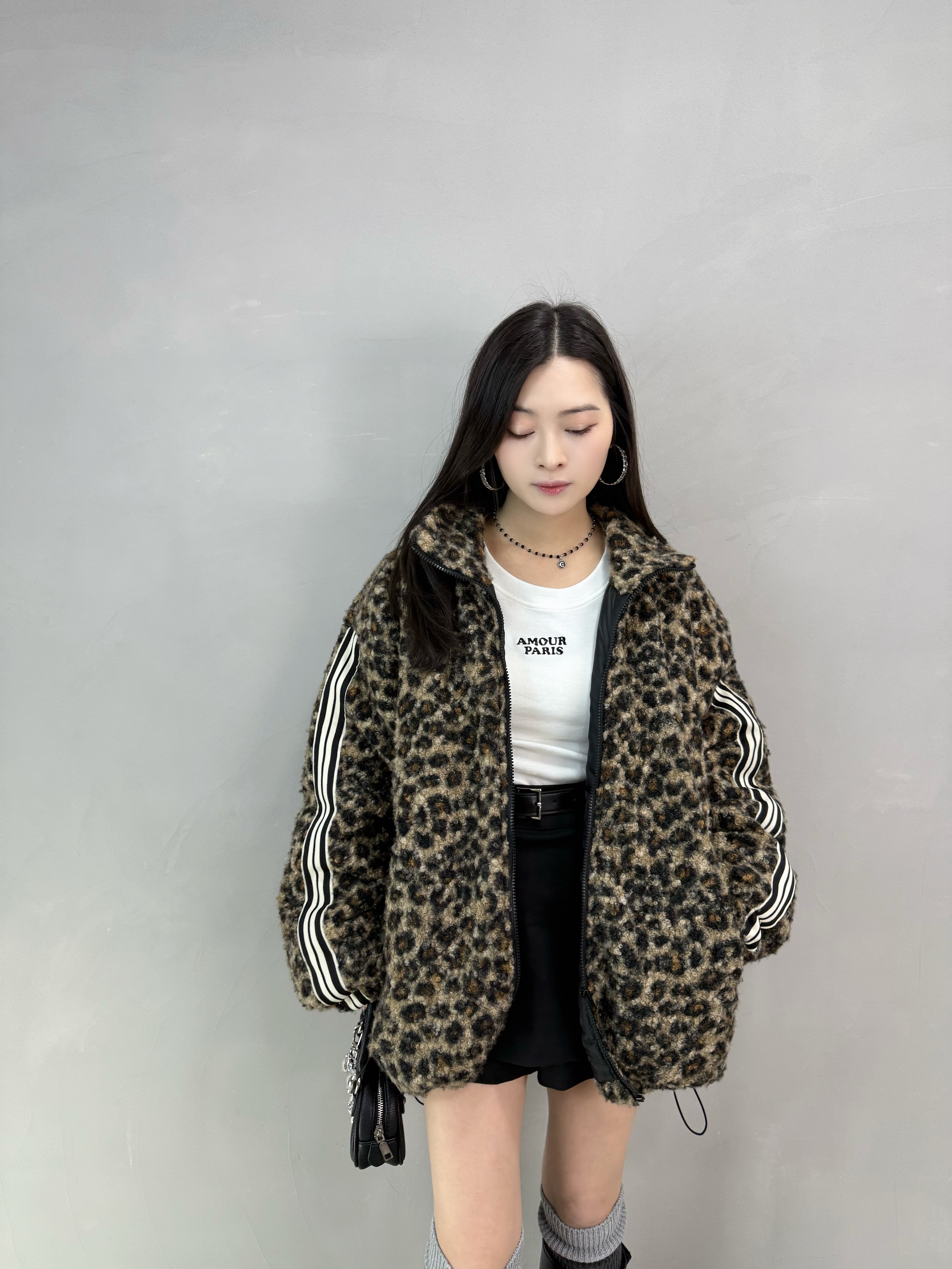 D75 豹紋夾棉褸