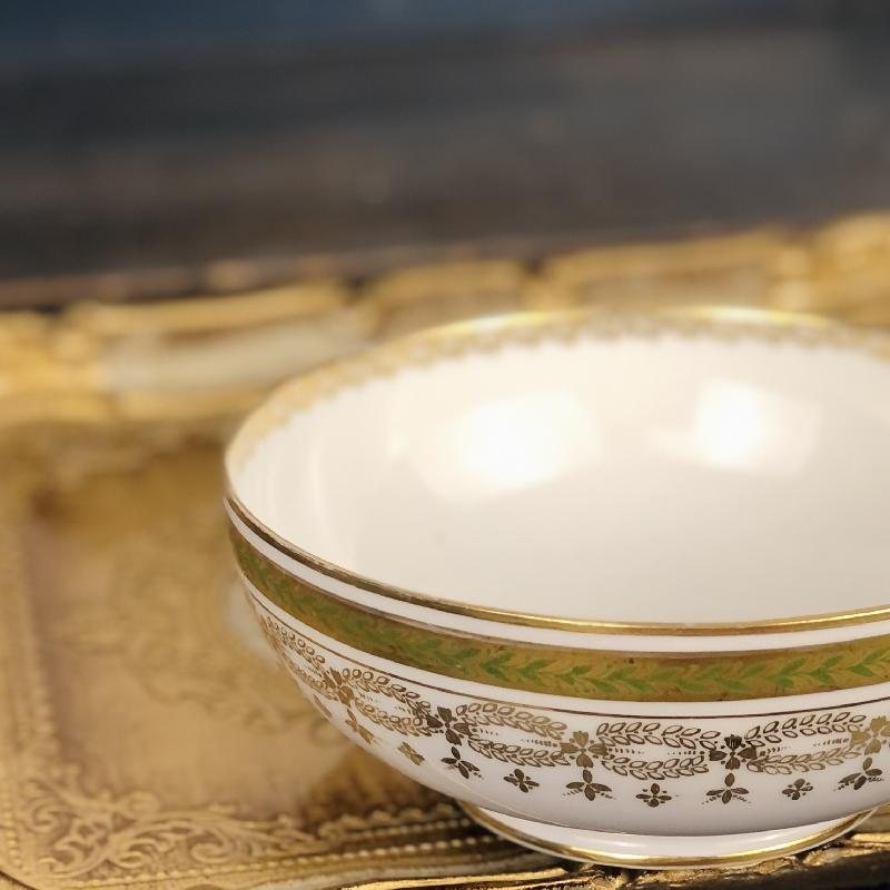 Antique Pre-1930s French Limoges by Jean Pouyat Elegant Laurel Gold Gilt Bowl(MT467)