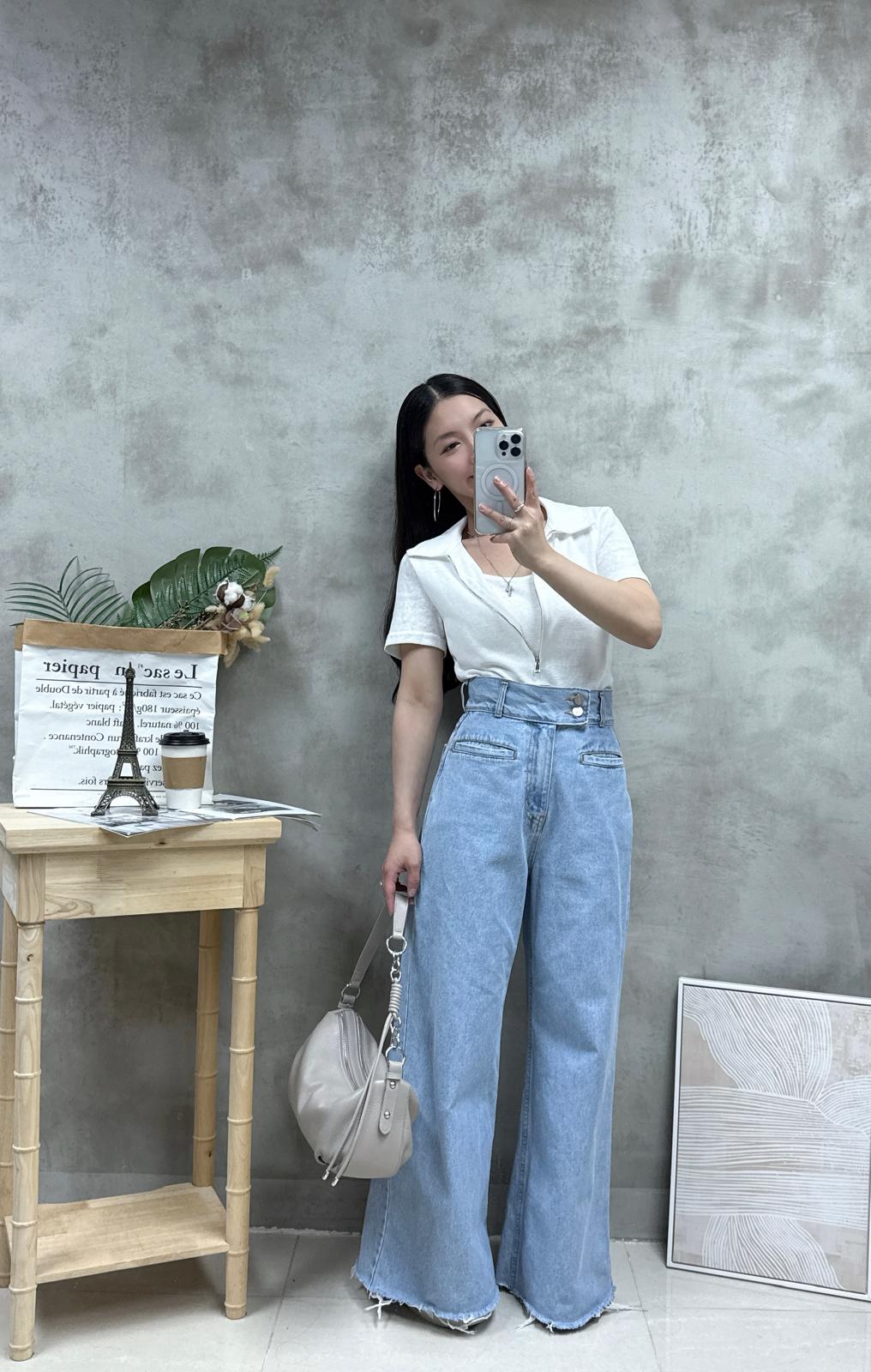 假兩件雙拉鏈Top