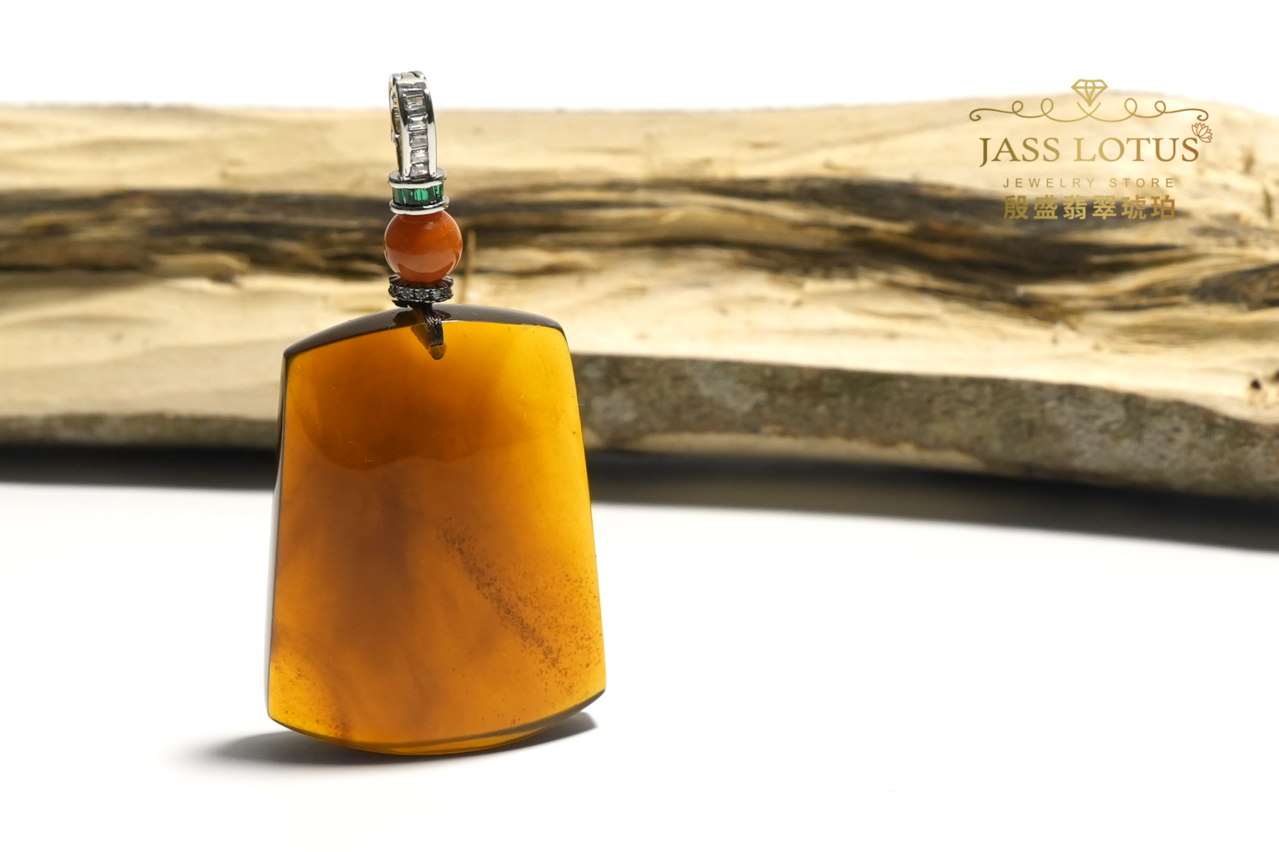 緬甸天然琥珀紫羅蘭珀無事牌吊墜