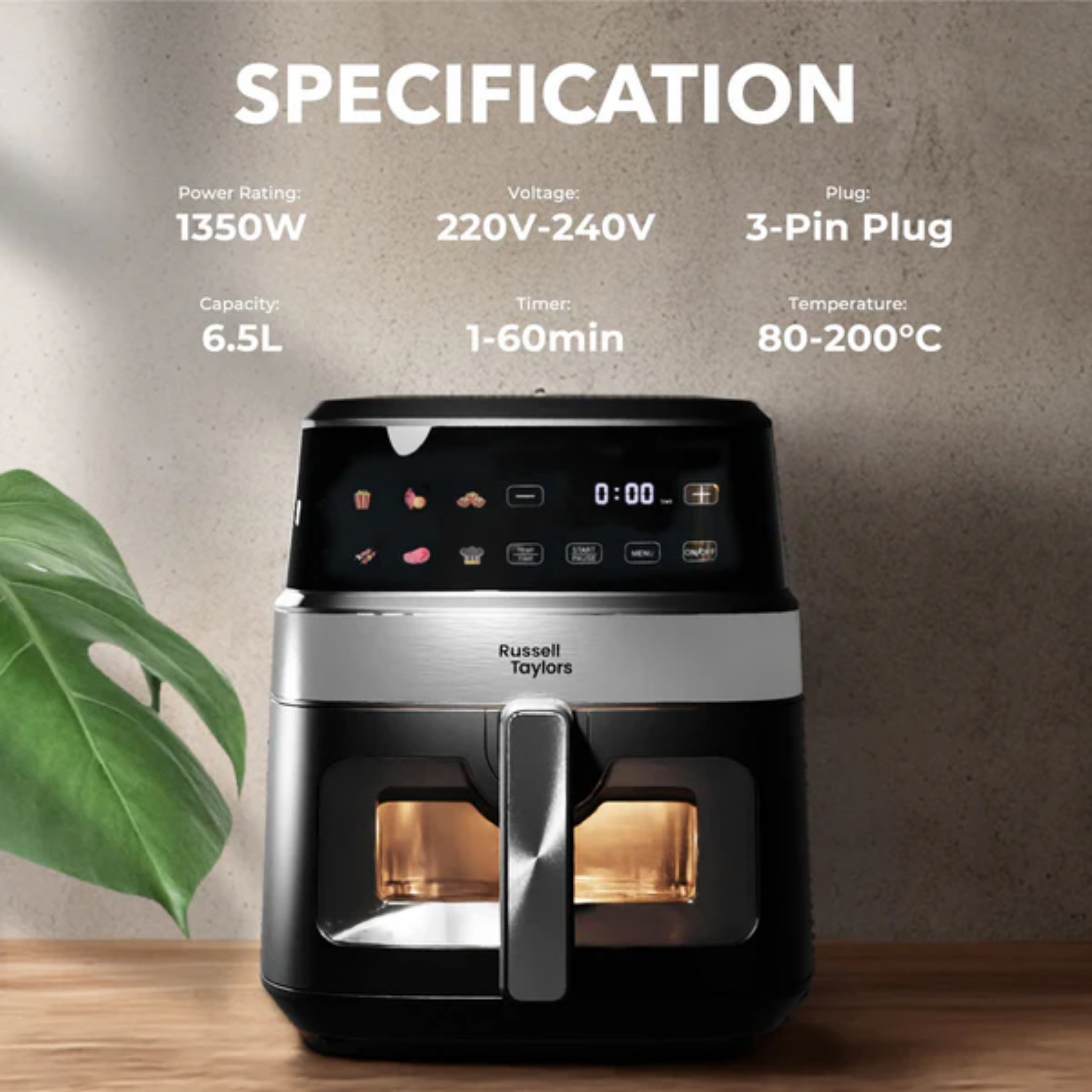 Russell Taylors 6.5L Window Digital Air Fryer (Z7)