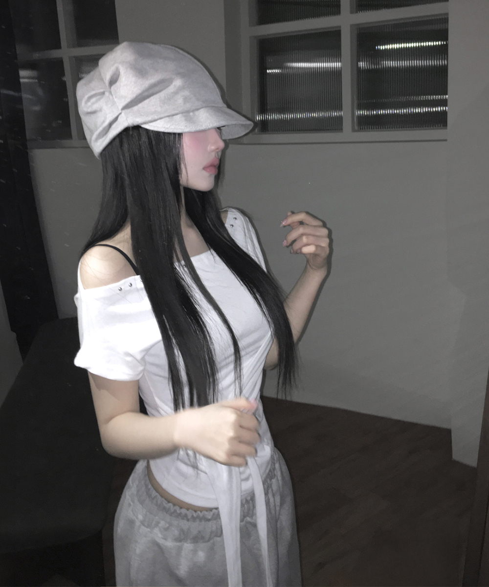 Studded Off-Shoulder Wrap Top