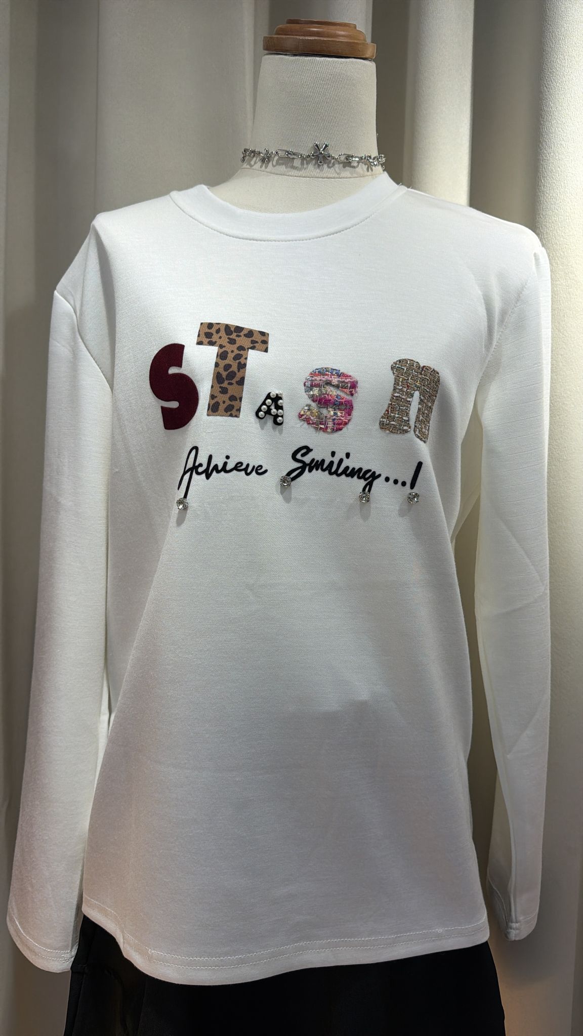 時尚字母印花長袖上衣