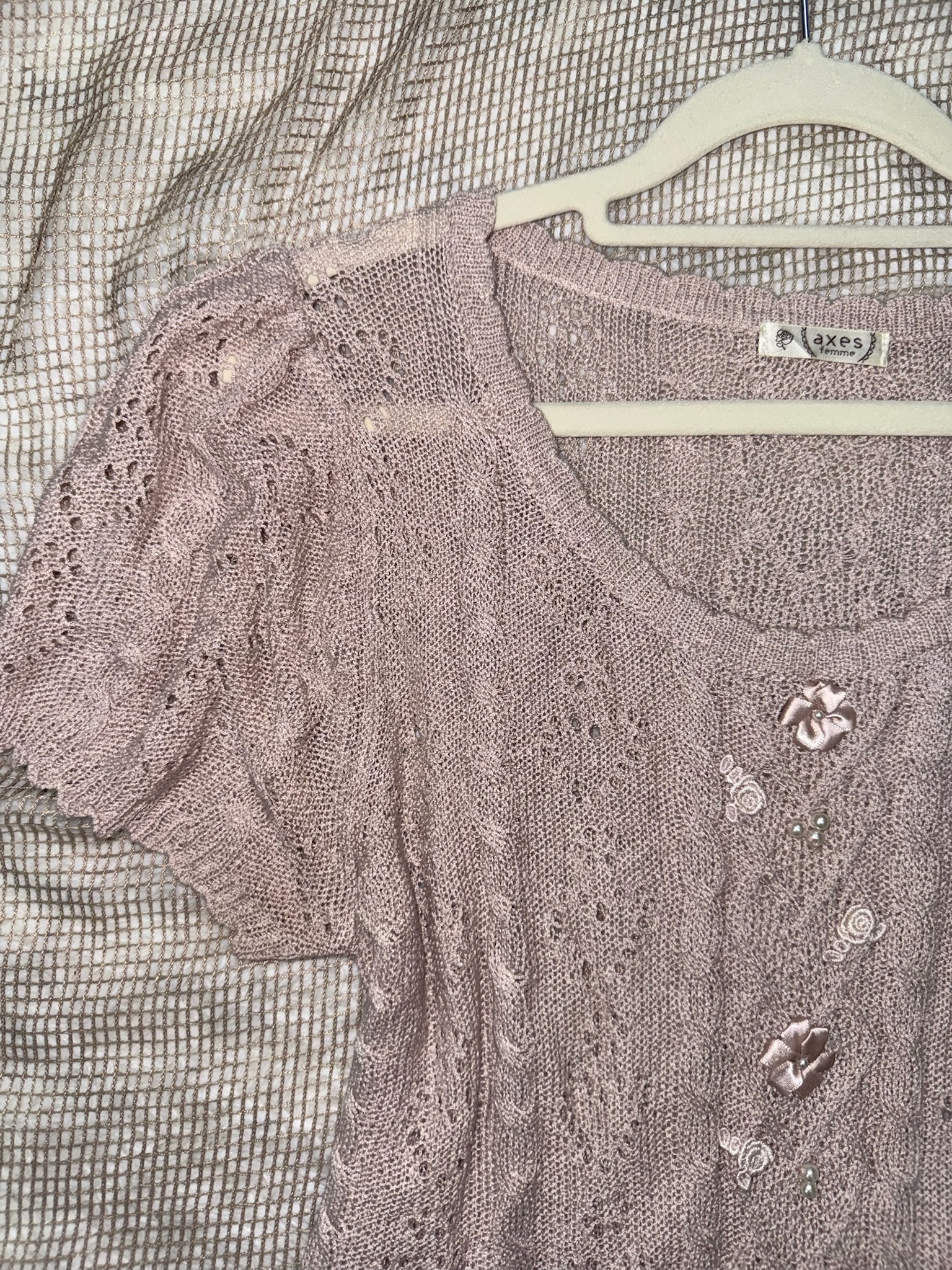 Axes Femme Coquette Ribbon & Rose Knit Top