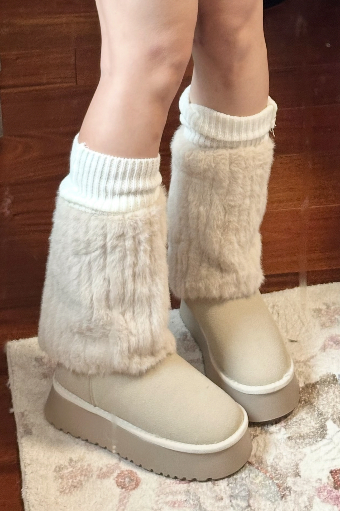 TA66 雪地毛毛袜套靴