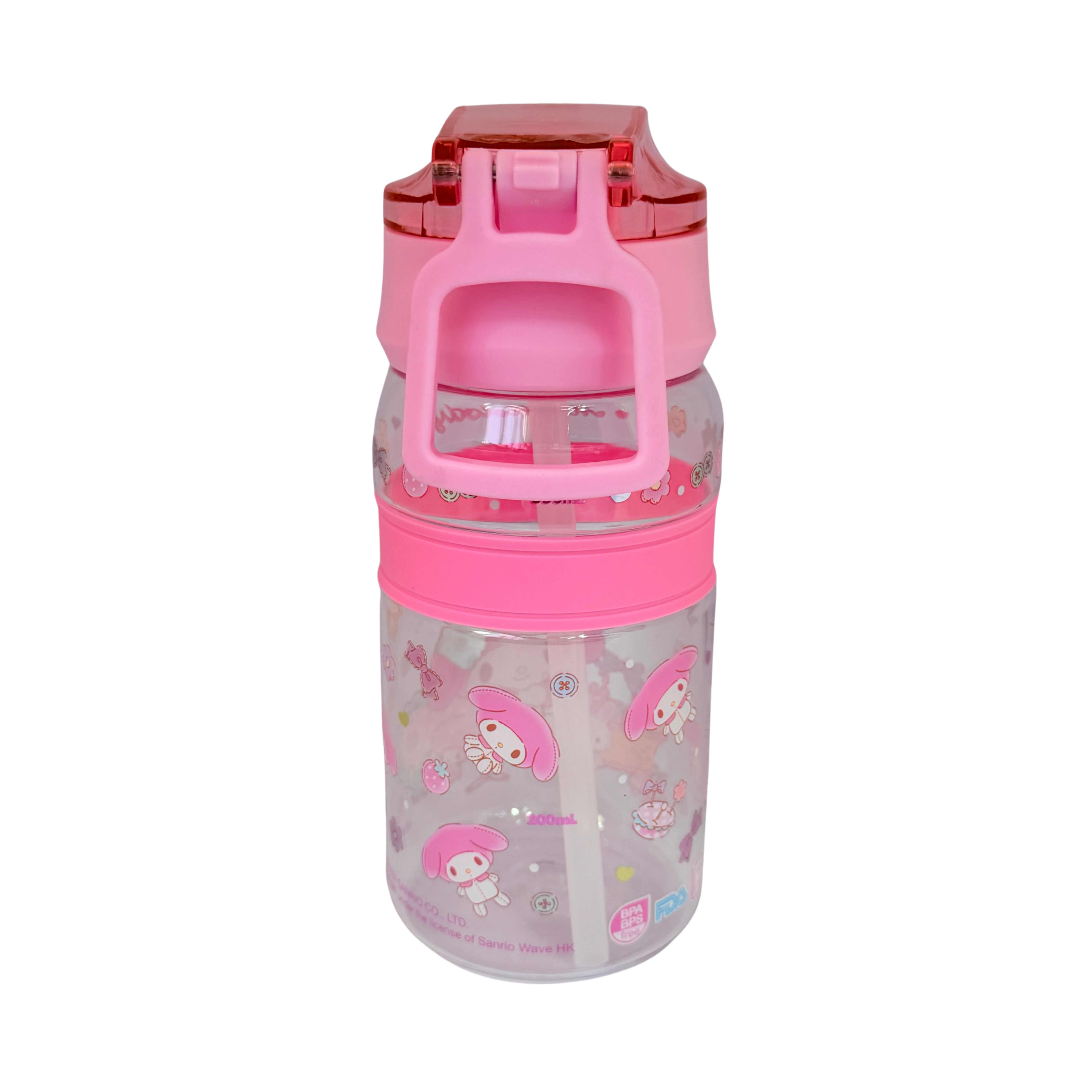 My Melody 550ml BPA & BPS Free Water Bottle w/ Straw & Neck Strap 膠水樽連飲管