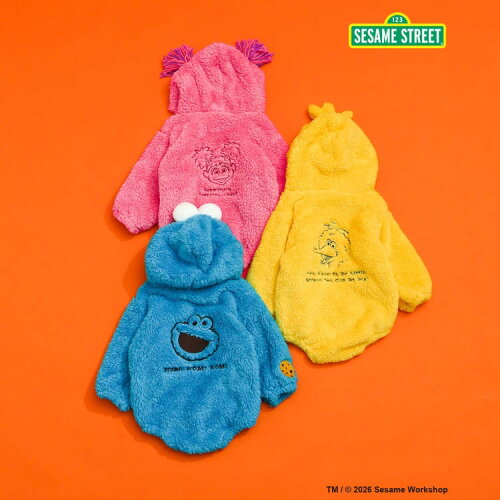 🆕【⭐訂購⭐】🇯🇵日本直送 🌀 #SesameStreet 可愛連帽造型 蓬鬆毛絨針織 連身衣 ［3款選］🌀[ELJA-0194][261121]