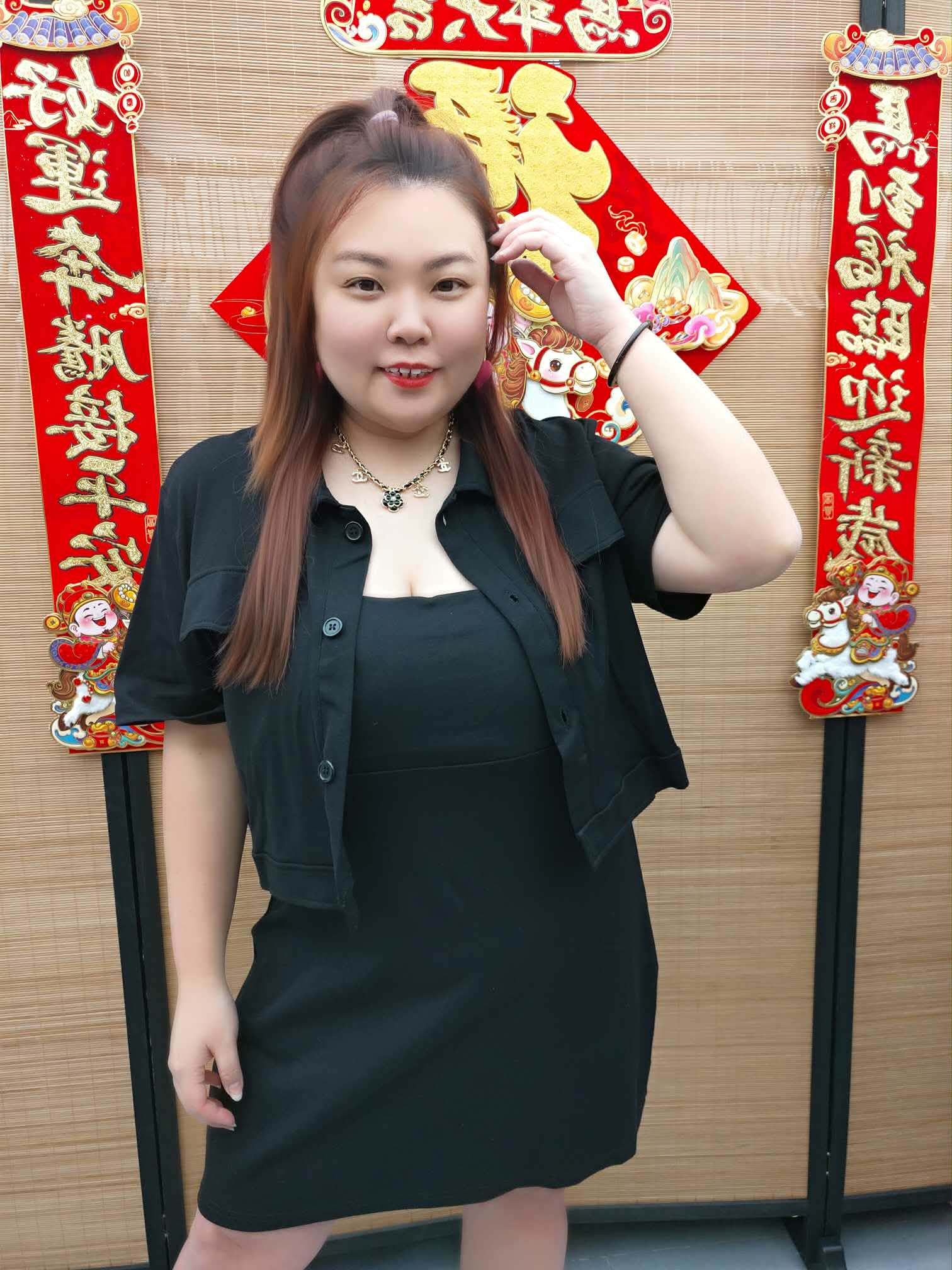 DDH06 8080(B15) 配金属吊带两件式连衣裙