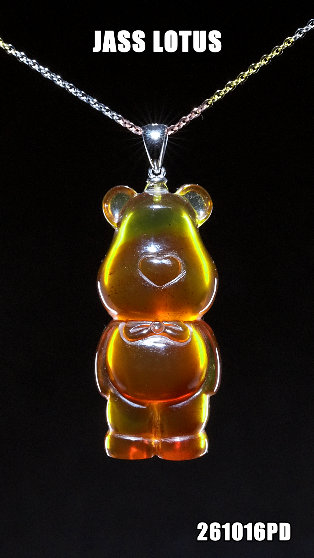 緬甸天然琥珀橙紅蜜棕珀熊仔吊墜