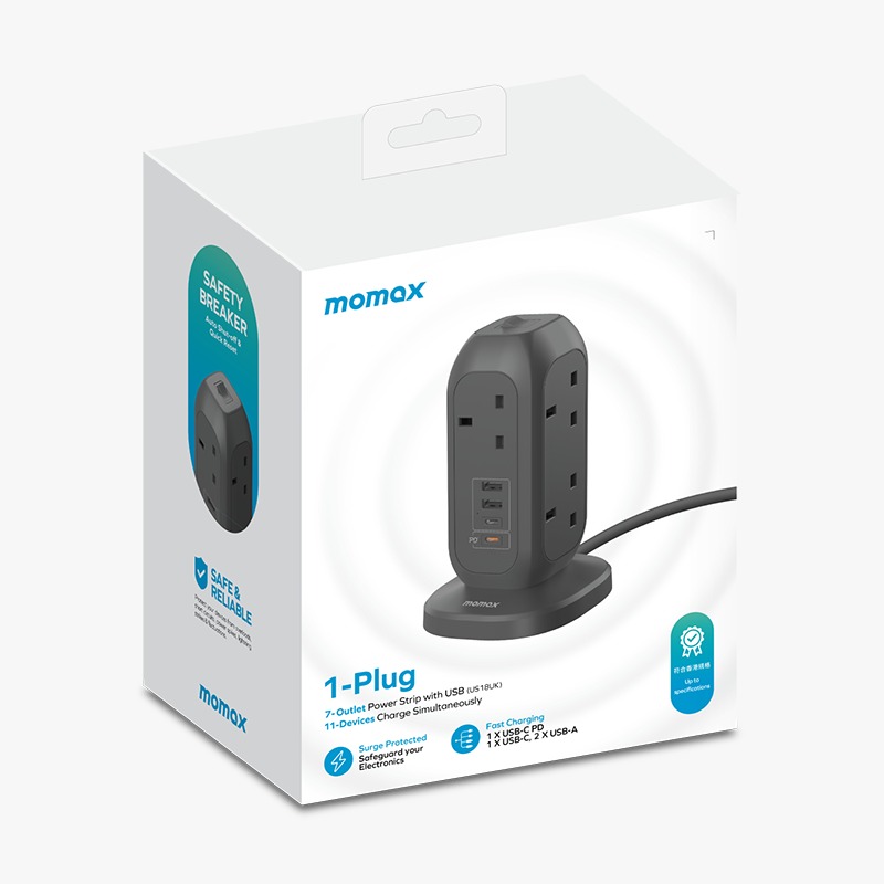 Momax 1-Plug 7位插座 20W (4port 2USB-C+2USB)