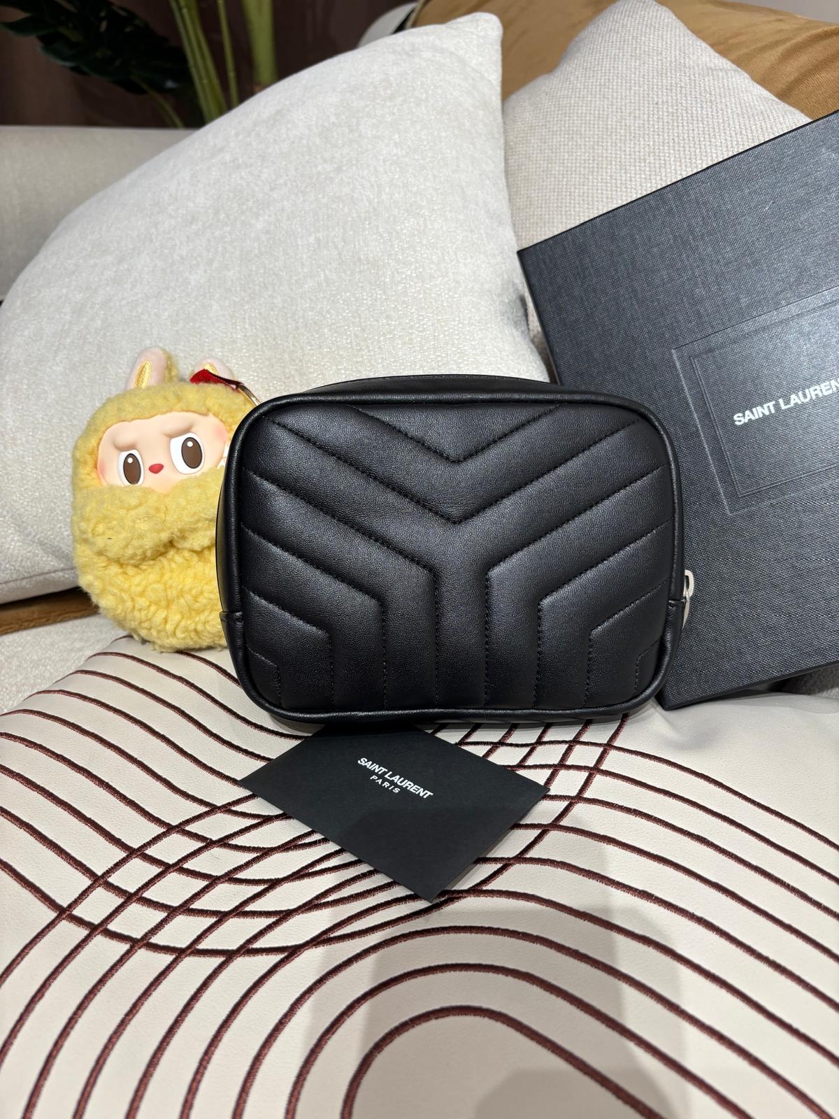 Ysl loulou pouch SAINT LAURENT Black Calfskin Pouch 100%Authentic, 99%new ✅certificate ✅box