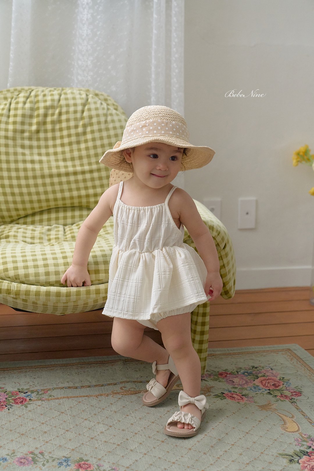 ☀️預訂 韓國直送☀️🇰🇷Bebenine三色格紋提花吊帶包屁裙