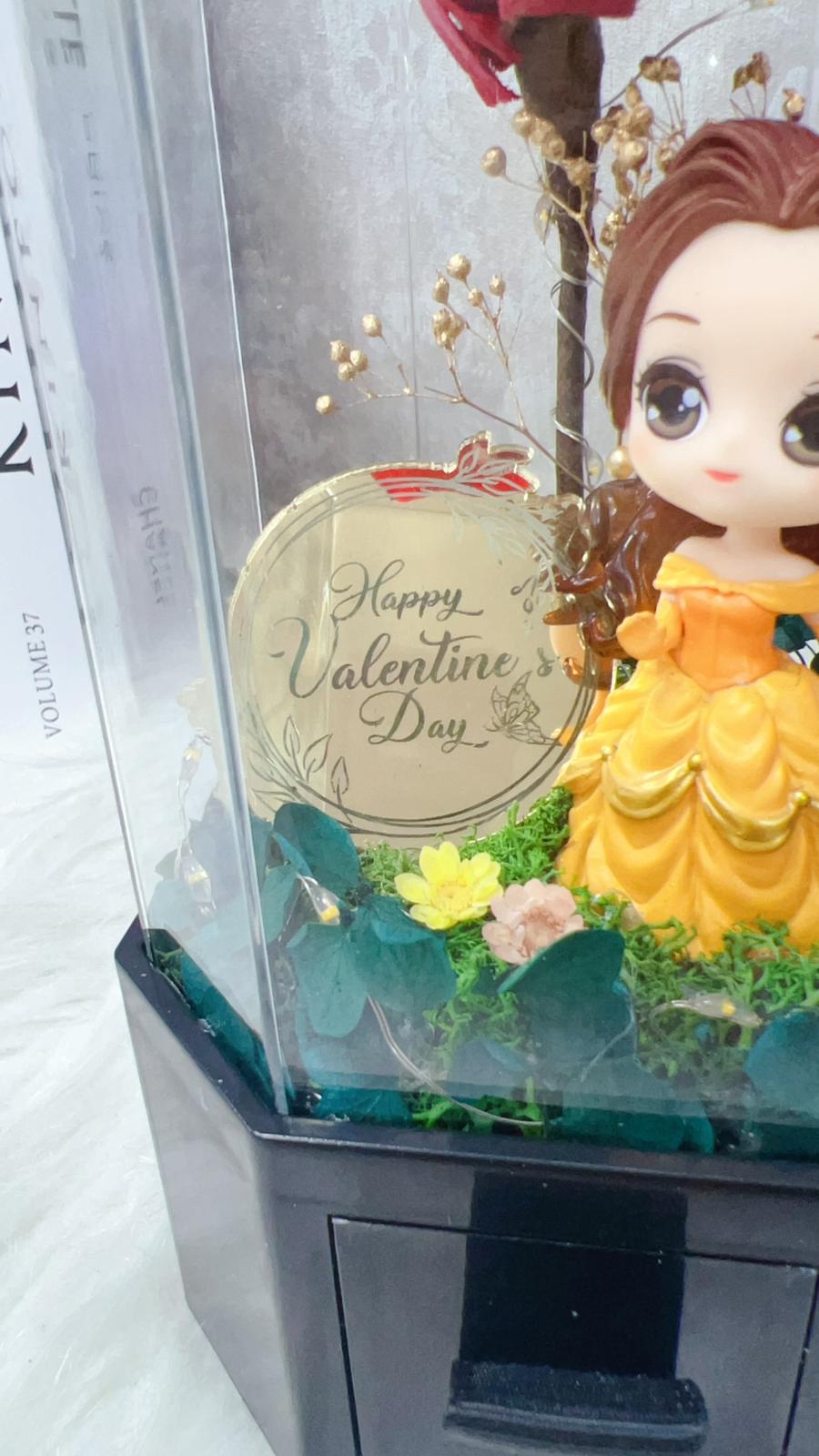 貝兒公主紅玫瑰永生花飾物花盒