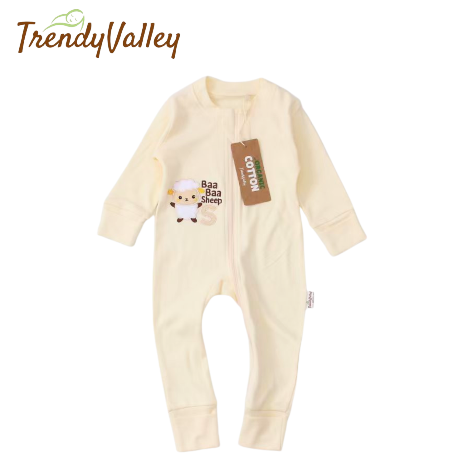 Trendyvalley Organic Cotton Sleepwear Baby Romper (Baa Baa Sheep)