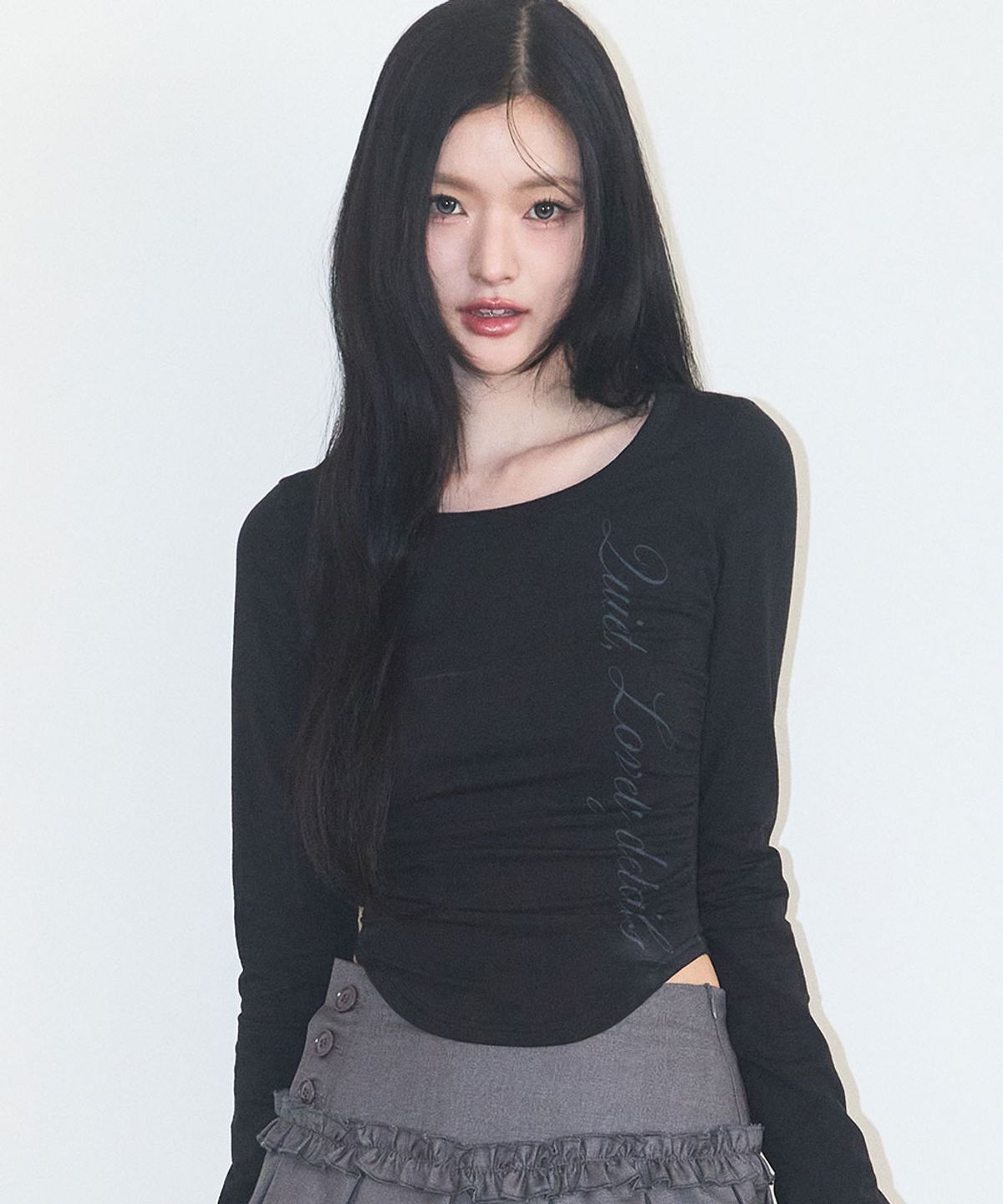 🇰🇷訂購｜ILLIGO 26SS｜Lettering Slim Shirred Long Sleeve 3色 