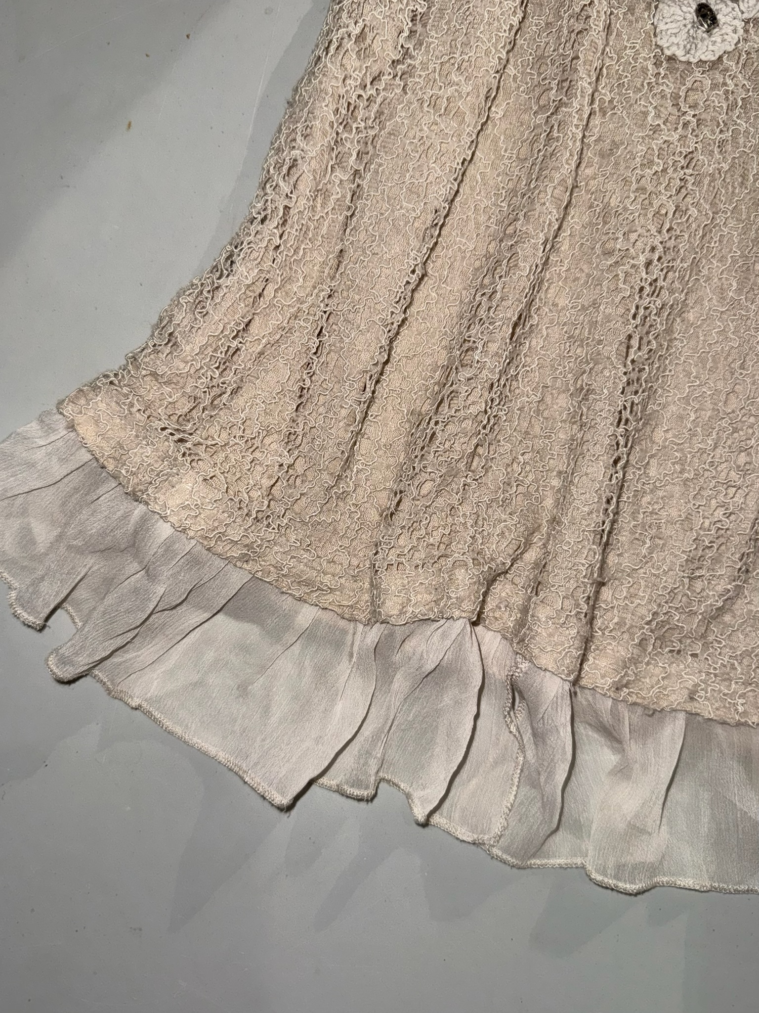 Gem-Embellished Crochet Neckline Crinkle Top