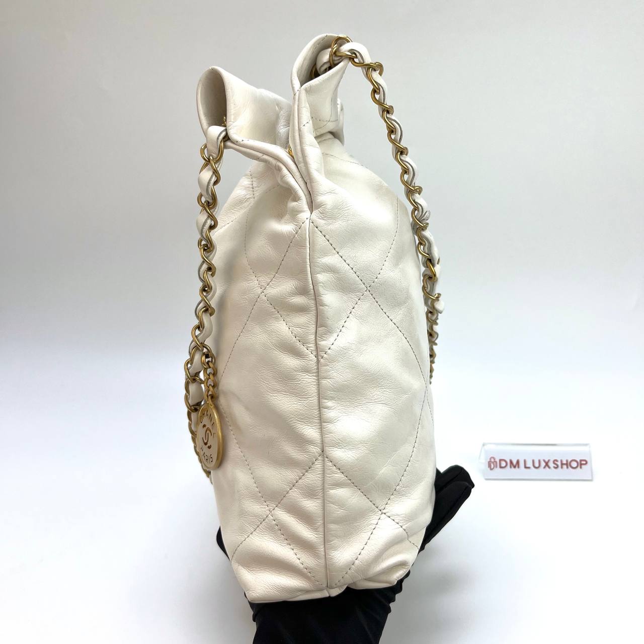 Chanel Small 22 Bag White GHW (Microchip)