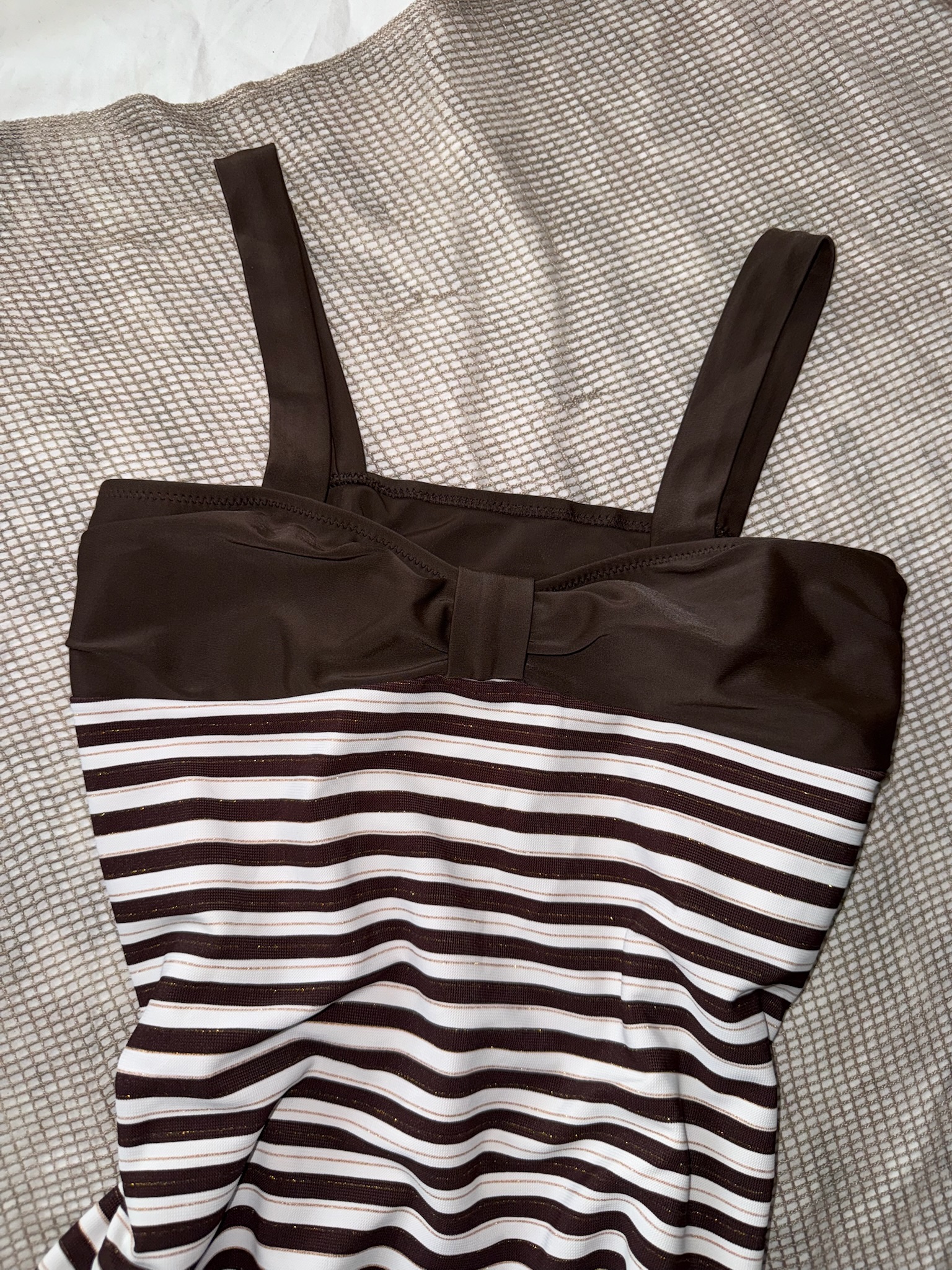 Kawaii Girly Striped One-Piece with Bow Detail