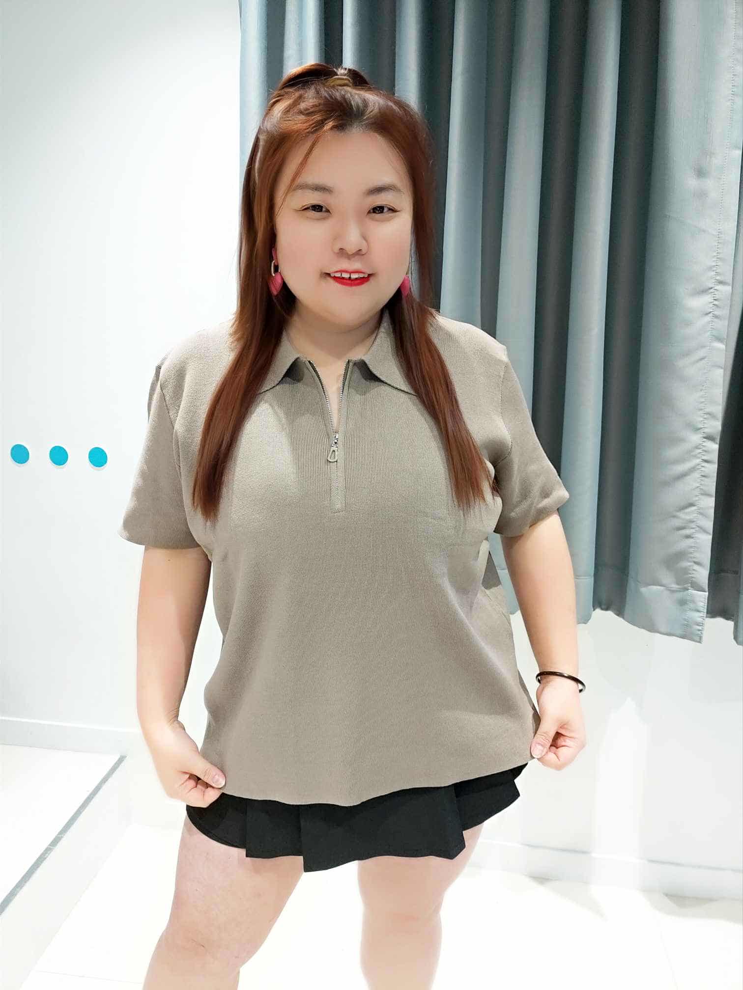 ENC06 YP03 拉链设计有领针织上衣