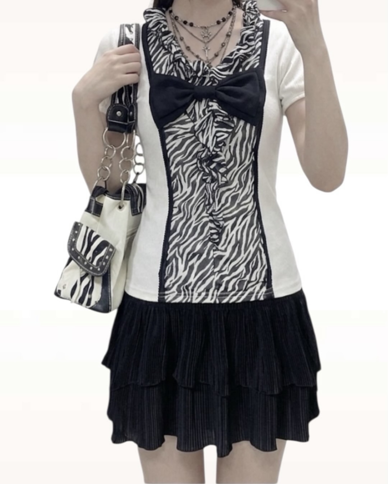 Zebra-patterned Ruffle Top