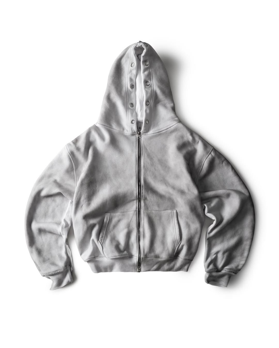 NOB WAX DIRT WHITE ZIP-UP HOODIE