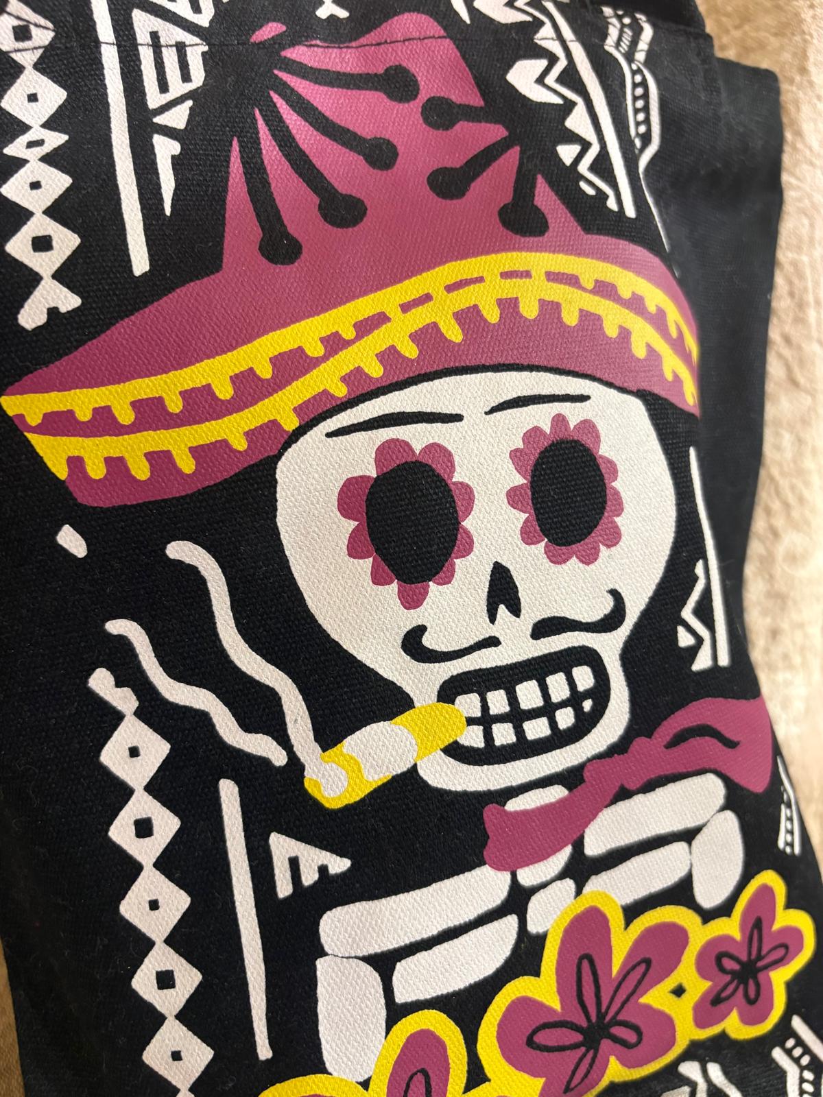 日本牌子Amina - 黑色骷髏骨頭印花手提水桶包