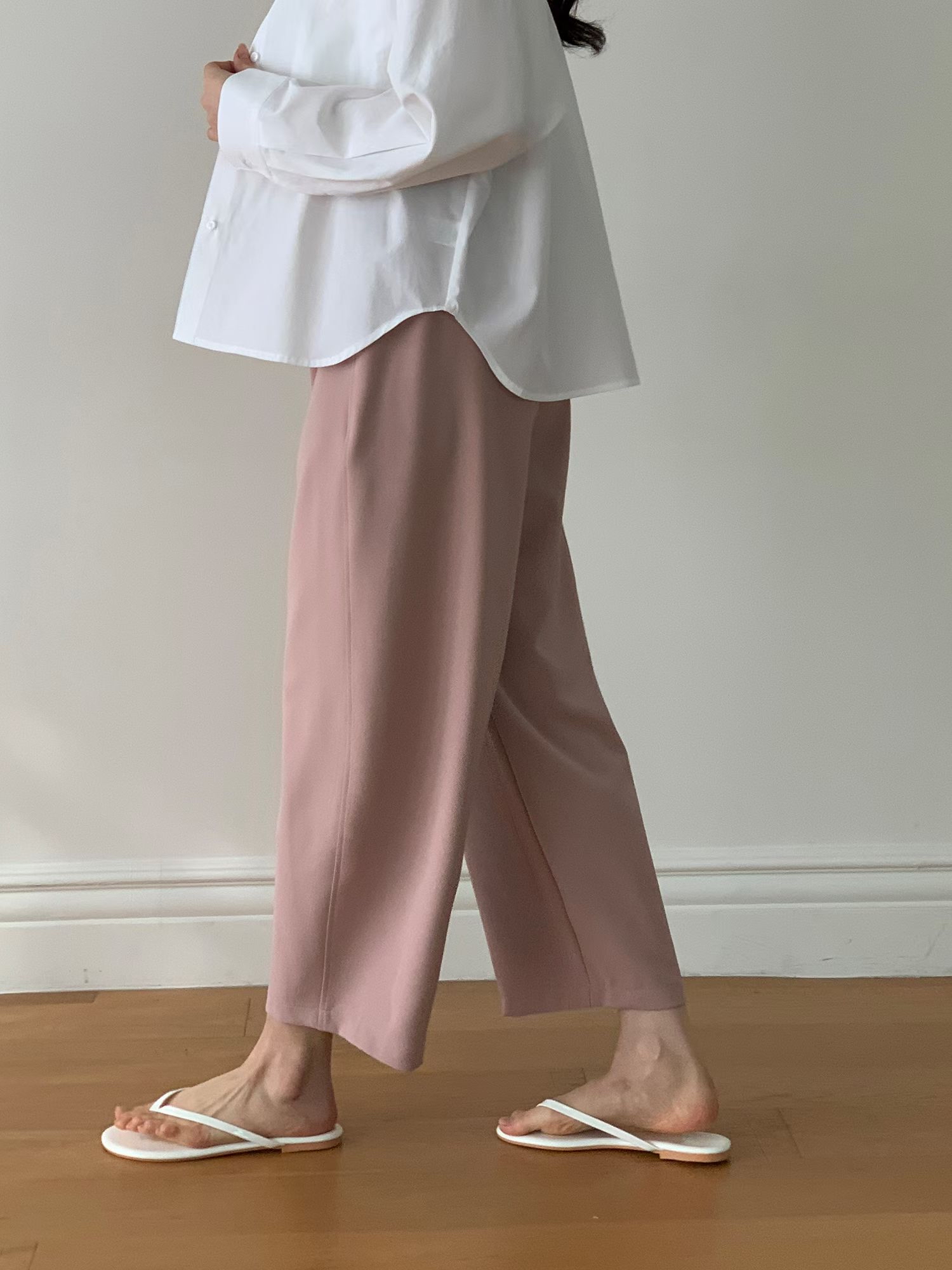 橡筋腰小蘿蔔cut直筒褲