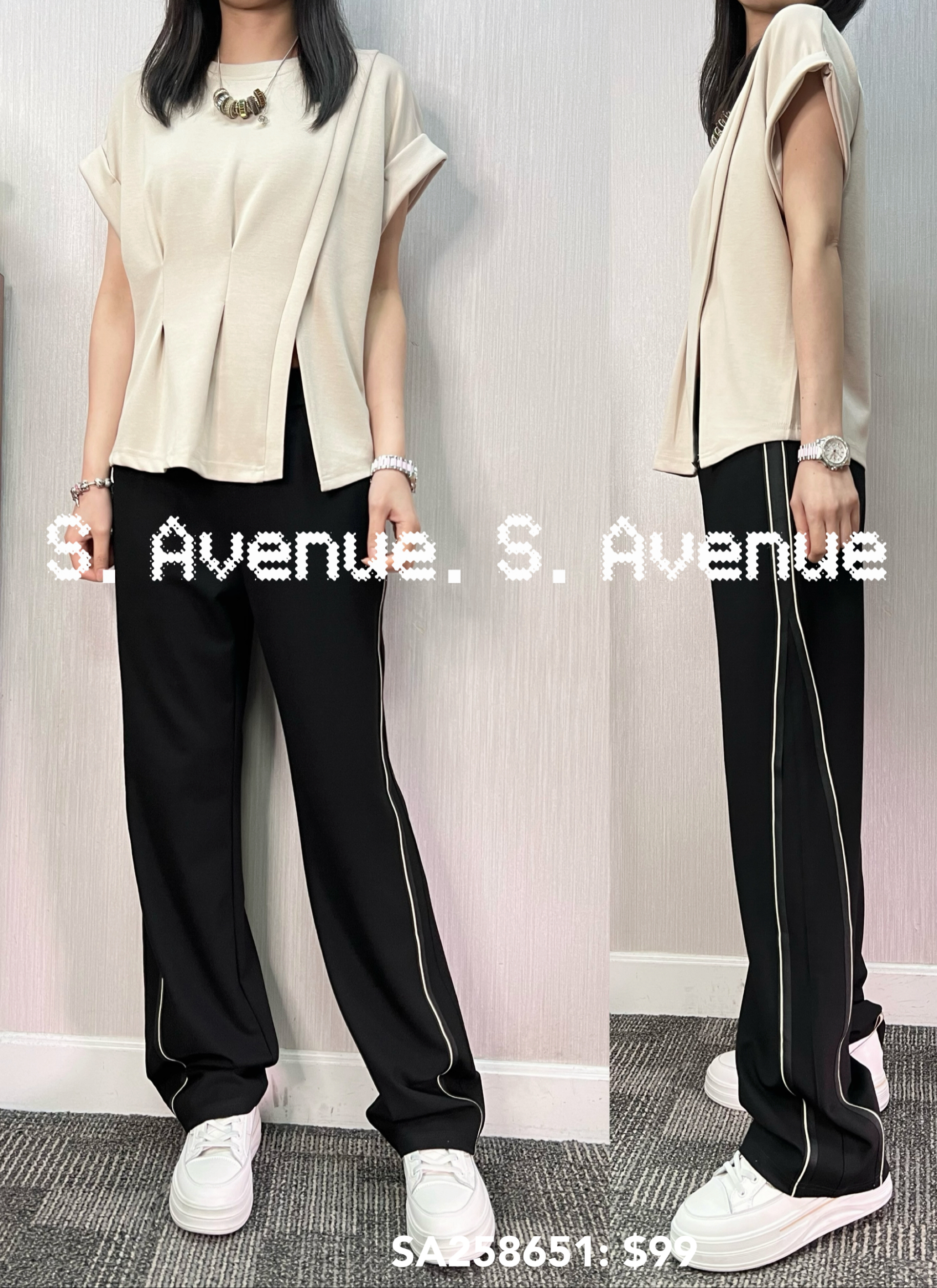 SA268651: 短袖淨色有撍前開叉tee