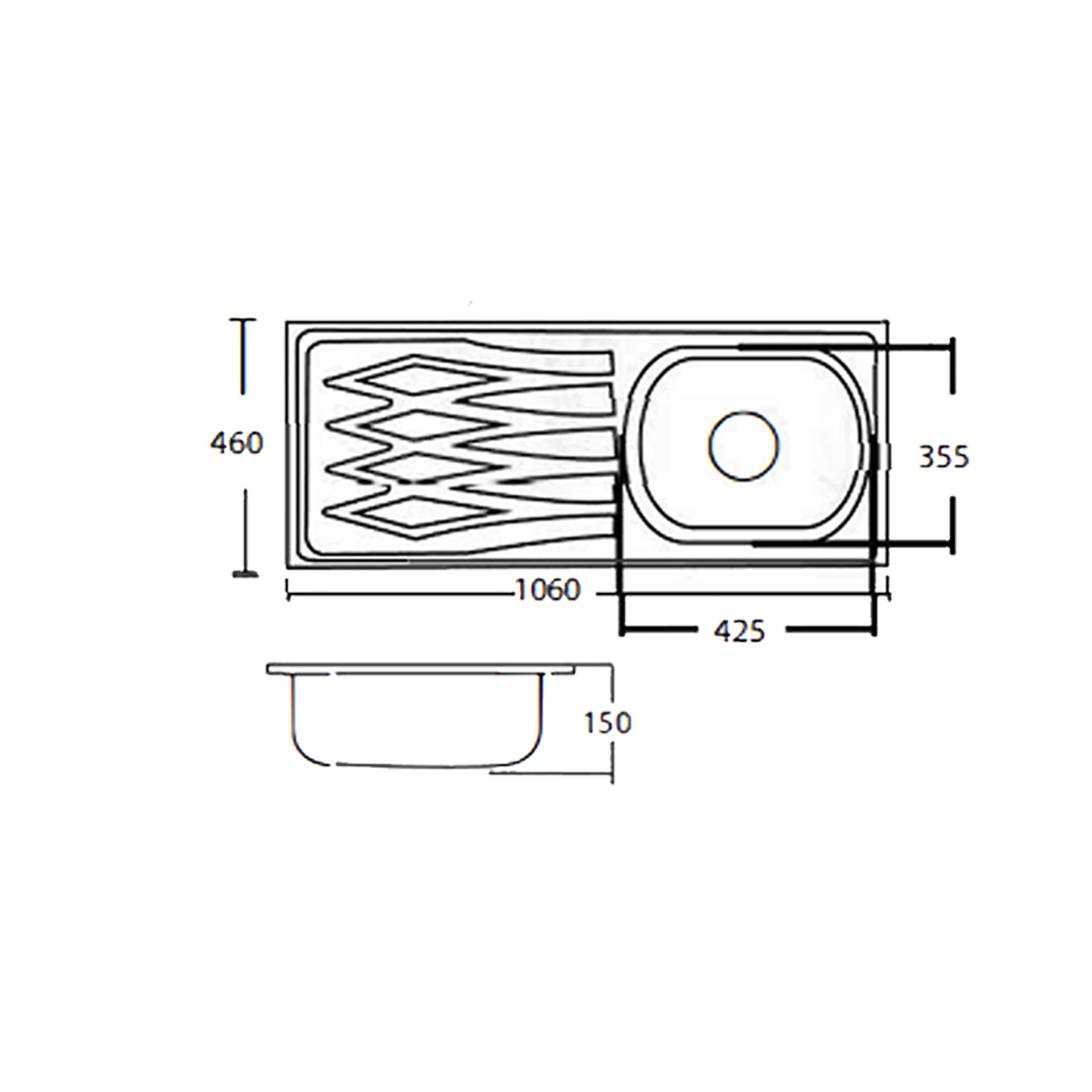 Nicon 1B1D Stainless Steel Kitchen Sink (10646#) W71A