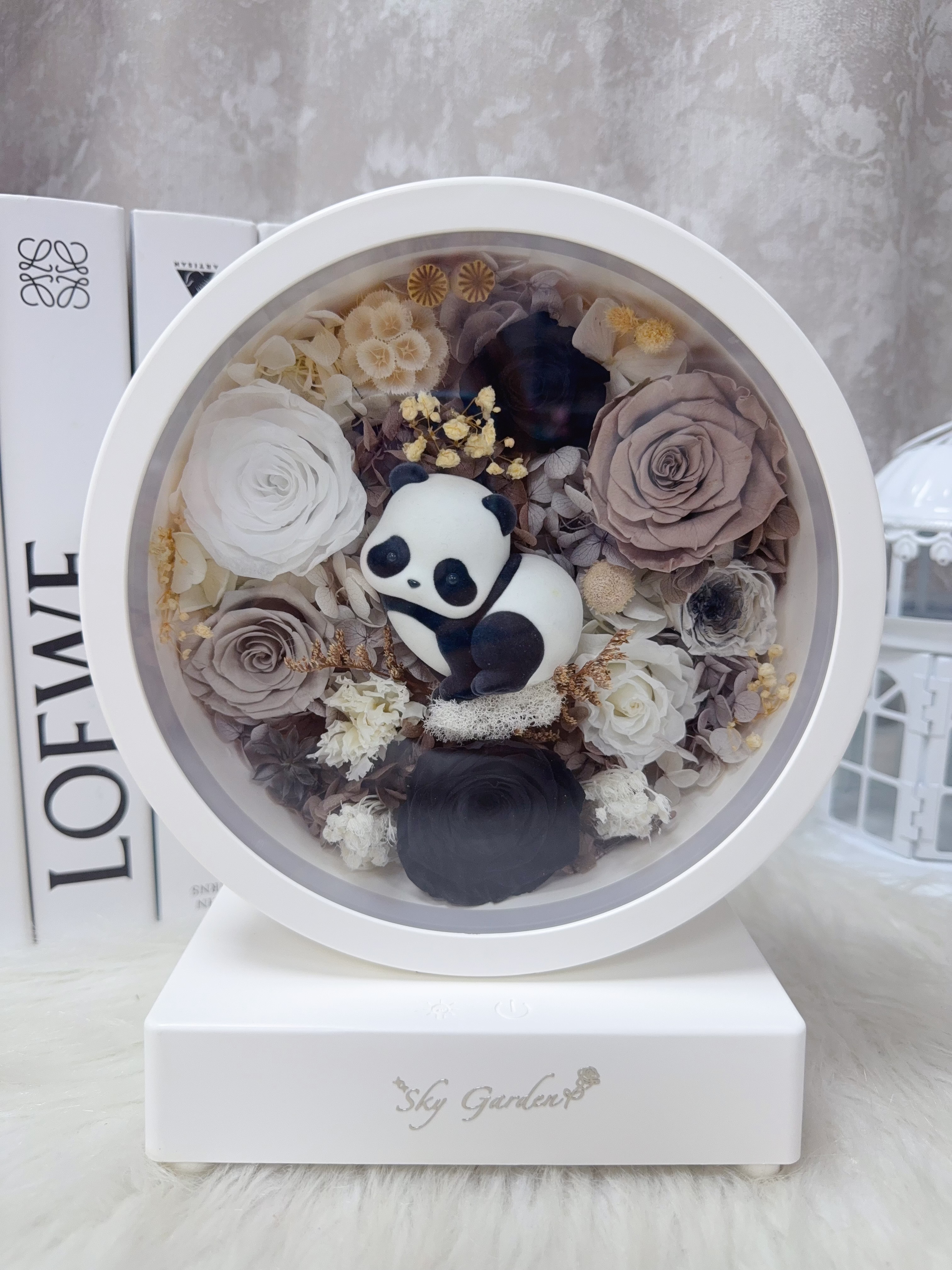 熊貓永生花藍芽喇叭小夜燈