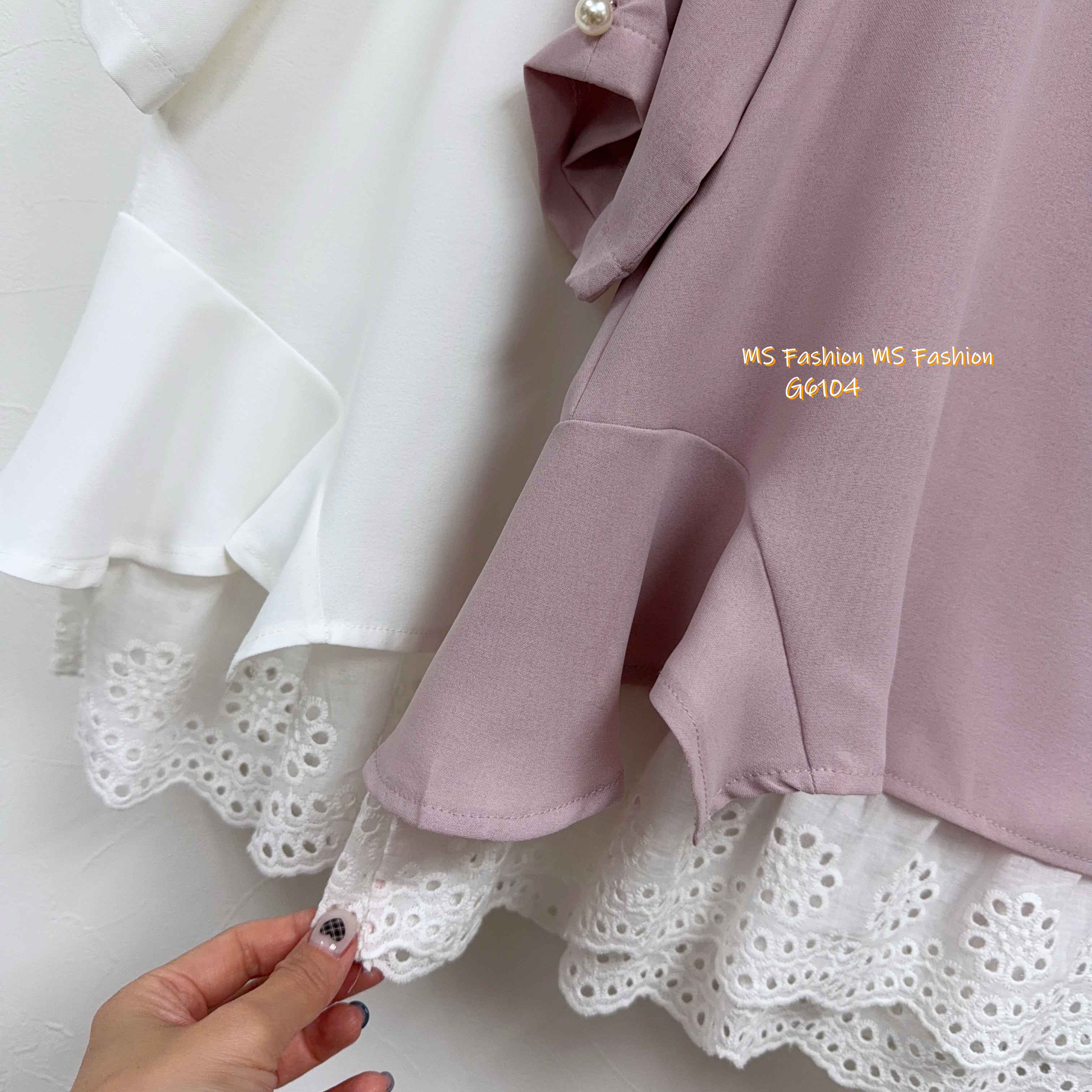 G6104 韓國🇰🇷假兩件通花腳top