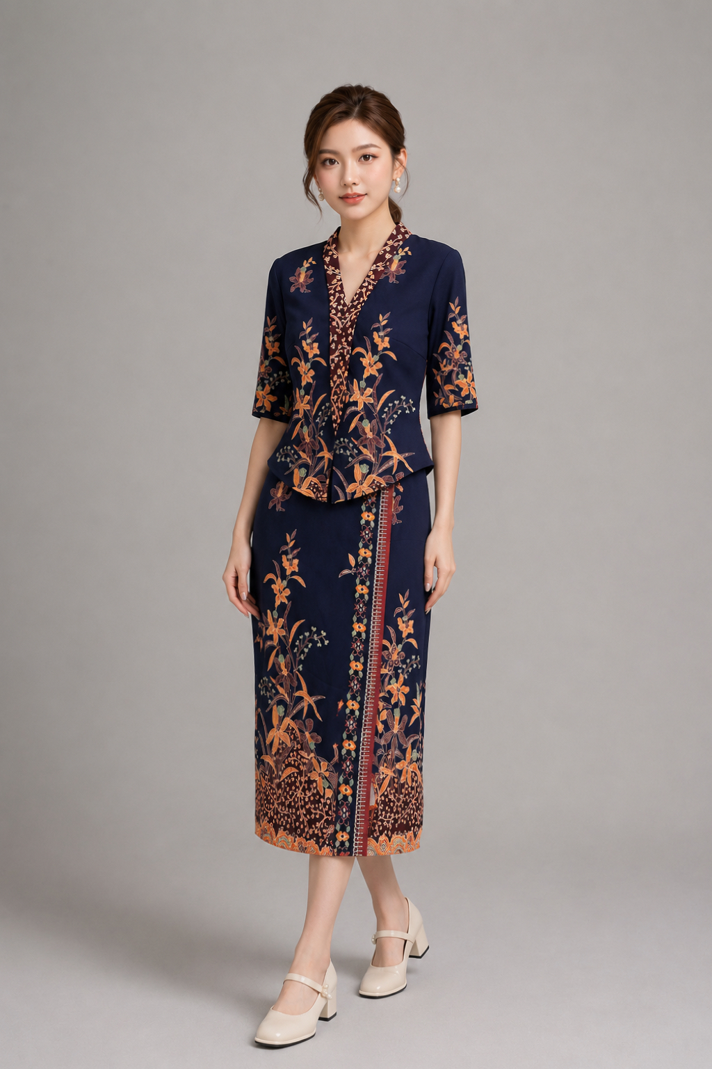 13001 Orient Bloom Printed Maxi Skirt