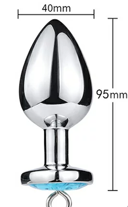 小鈴鐺叮叮拉扣環白鑽金屬肛塞-大