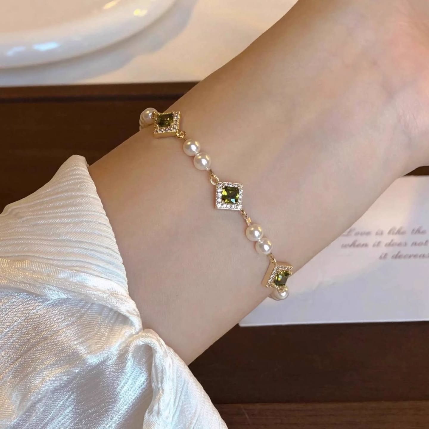 橄榄绿菱形满天星辰手链 🇨🇳