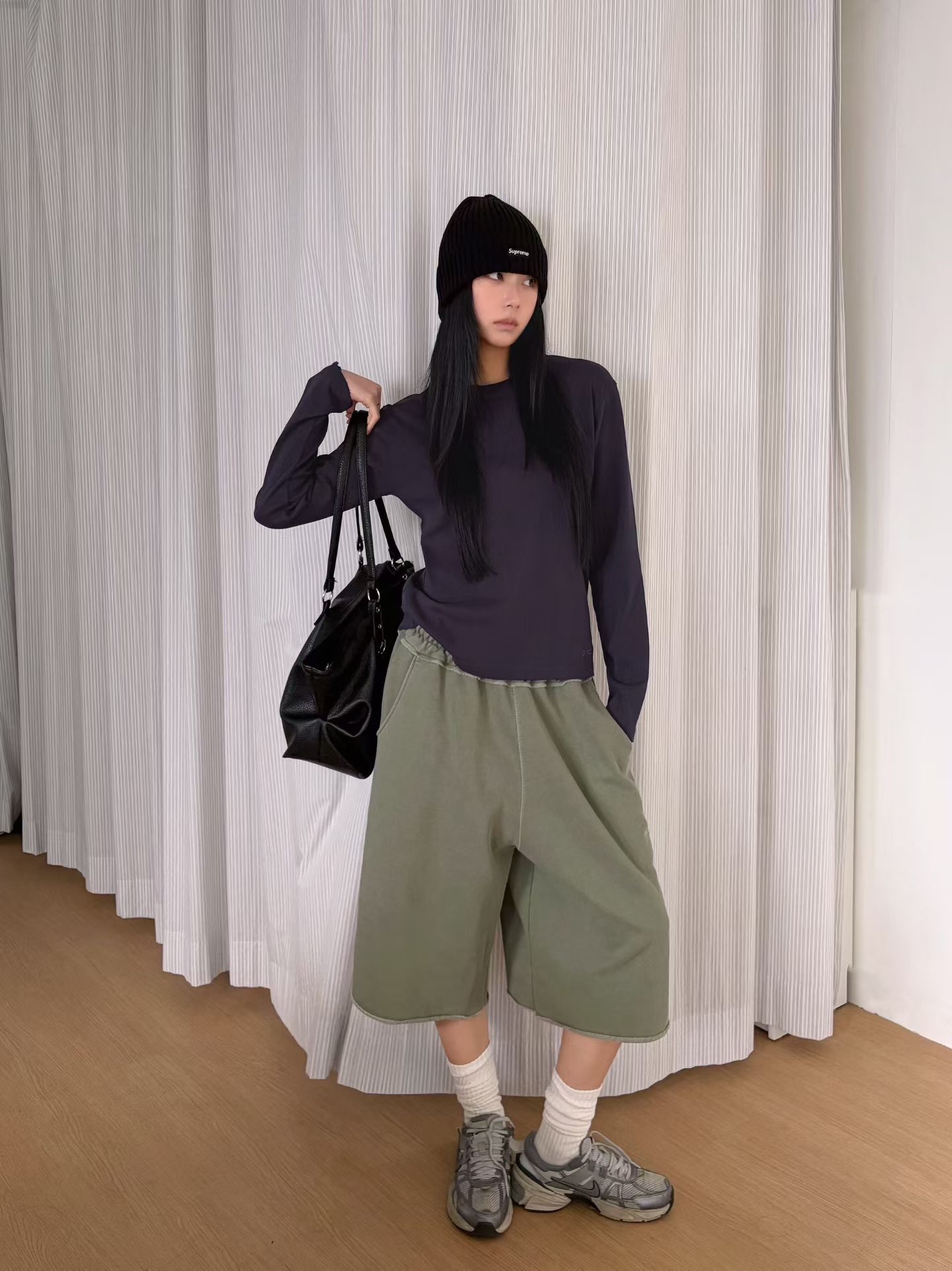 Washed cotton shorts