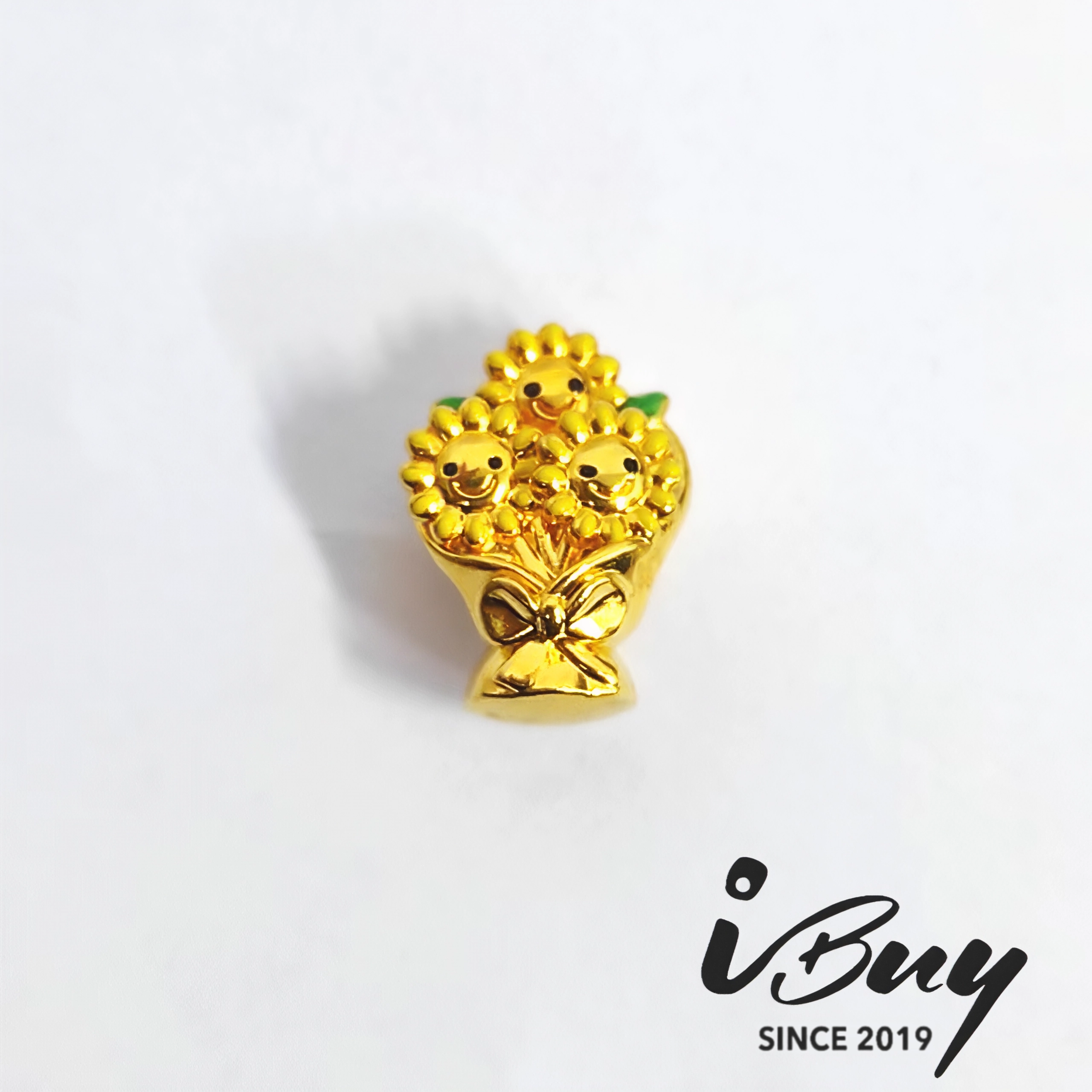 916 HARD GOLD SUNFLOWER BABY BOUQUET CHARM BEAD 916 硬金 太阳花宝宝花束串咀