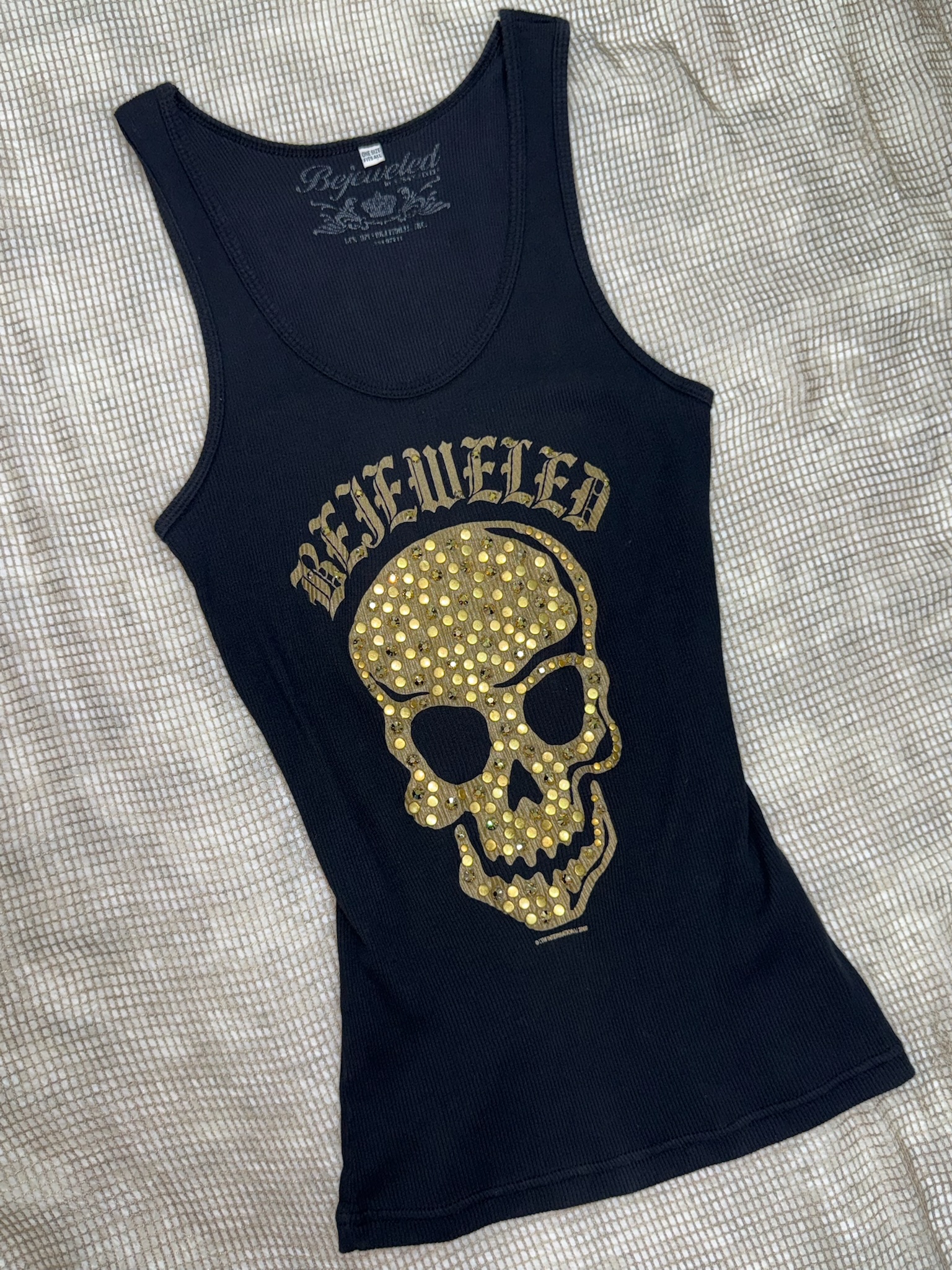 Cyber Y2K Grunge Skull Graphic Ribbed Cami Tank
