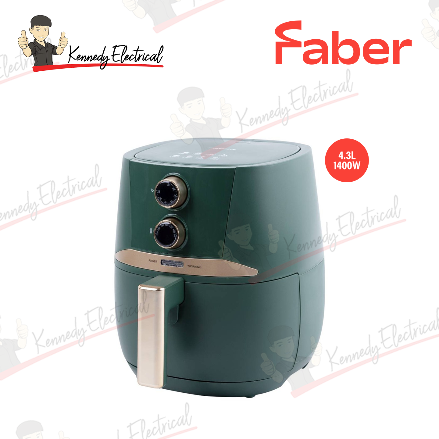 Faber 4.3L Non-Stick Coated Basket And Plate Air Fryer R4388