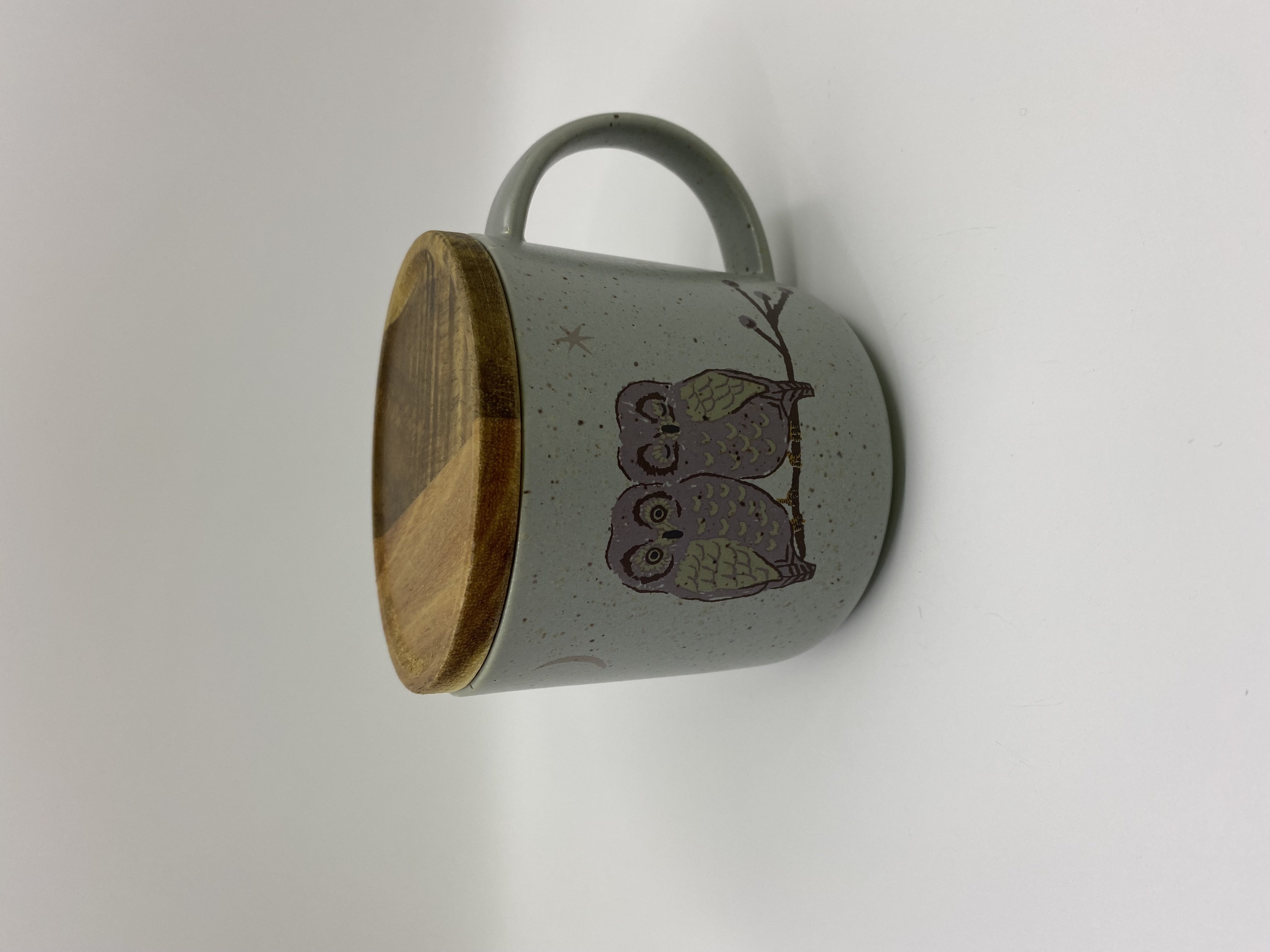 貓頭鷹陶器杯(連杯蓋）